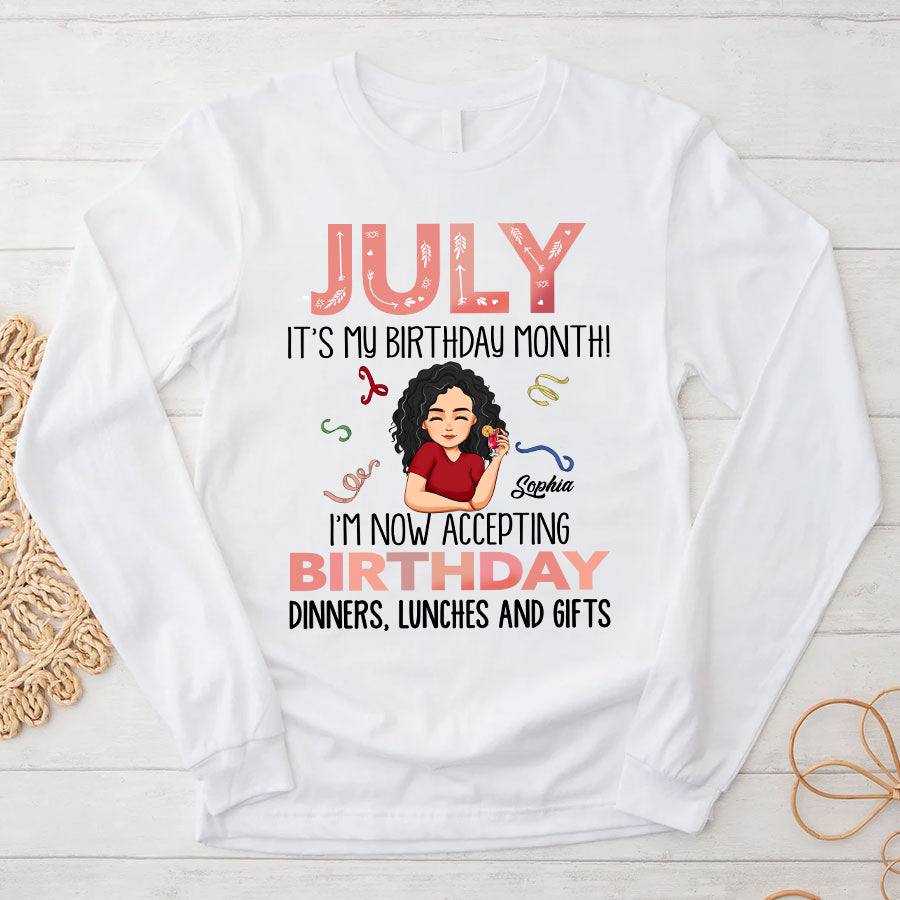 Custom July Birthday Shirt For Woman, Queens Are Born In July Gifts, It&#39;s My Birthday Month, Melanin Afro Woman Shirt, Black Girl Tee, Afro Queen Gift-YPT-TLQ