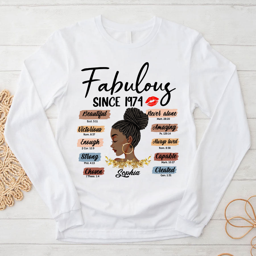 Chapter 50, Fabulous Since 1974 50th Birthday Unique T Shirt For Woman, Custom Birthday Shirt, Her Gifts For 50 Years Old , Turning 50 Birthday Cotton Shirt-YPT-TLQ