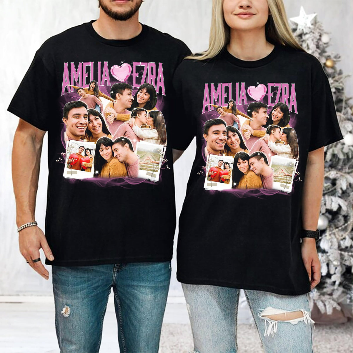 Custom Bootleg Rap Tee Shirt for Boyfriend Girlfriend, Custom Image T Shirt, Personalized T Shirts With Pictures, Valentines Gifts, Valentines Day Shirts-YPT-ALK
