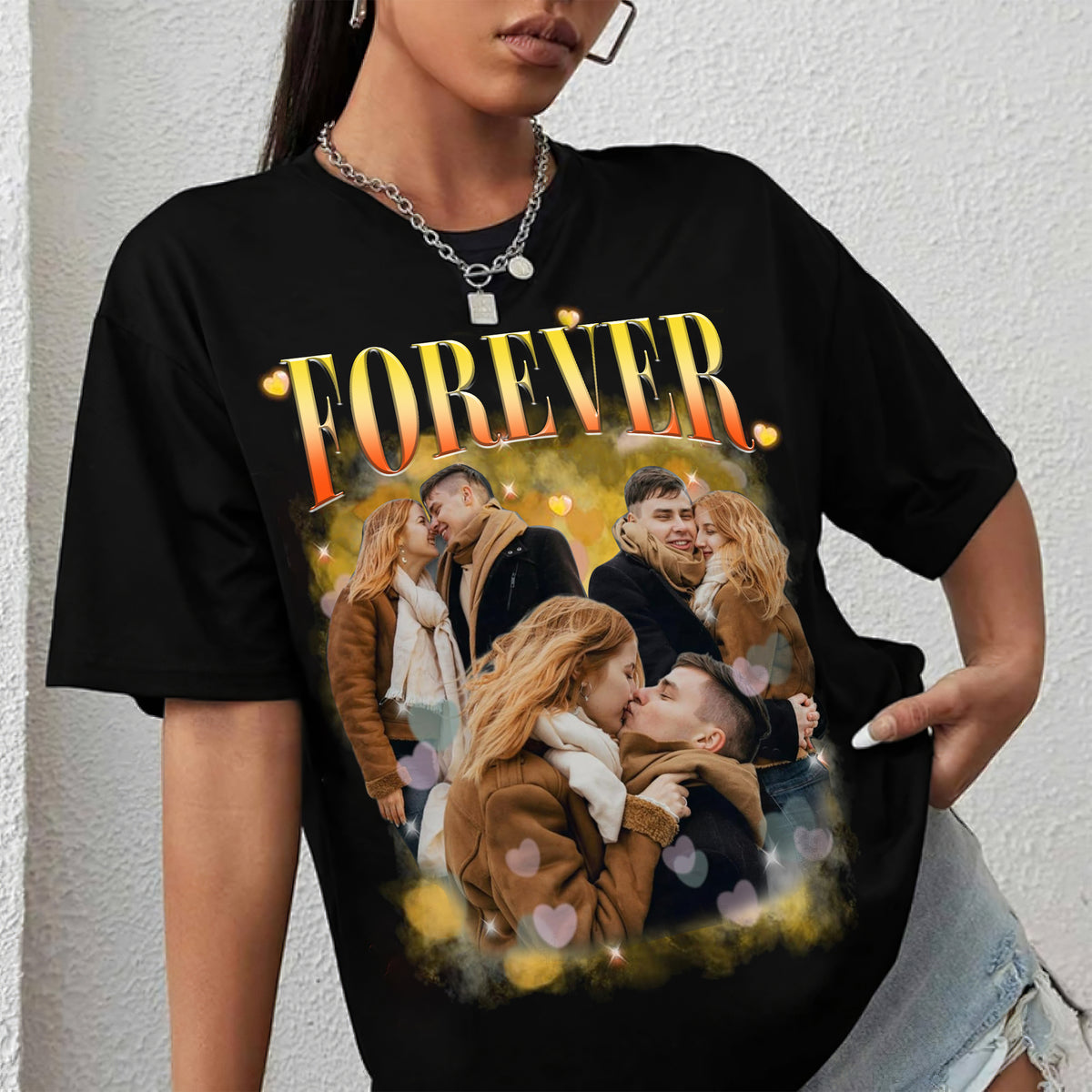 Custom Bootleg Rap Tee Shirt for Boyfriend Girlfriend, Custom Image T Shirt, Personalized T Shirts With Pictures, Valentines Gifts, Valentines Day Shirts-YPT-ALK