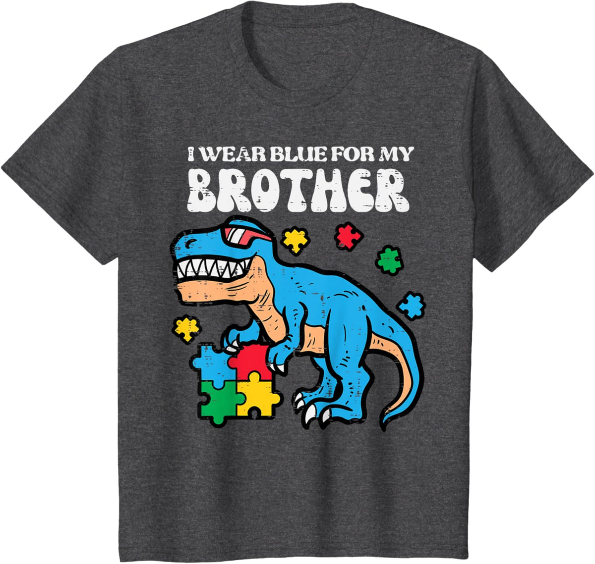 Kids Autism Awareness Blue For My Brother Trex Toddler Boys Kids