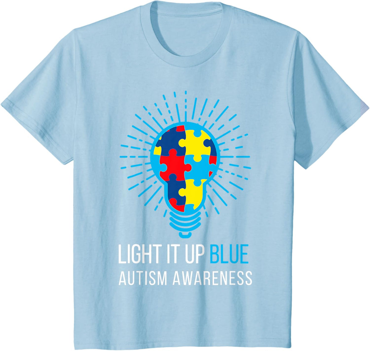Light It Up Blue Autism Awareness Ribbon Puzzle Pieces