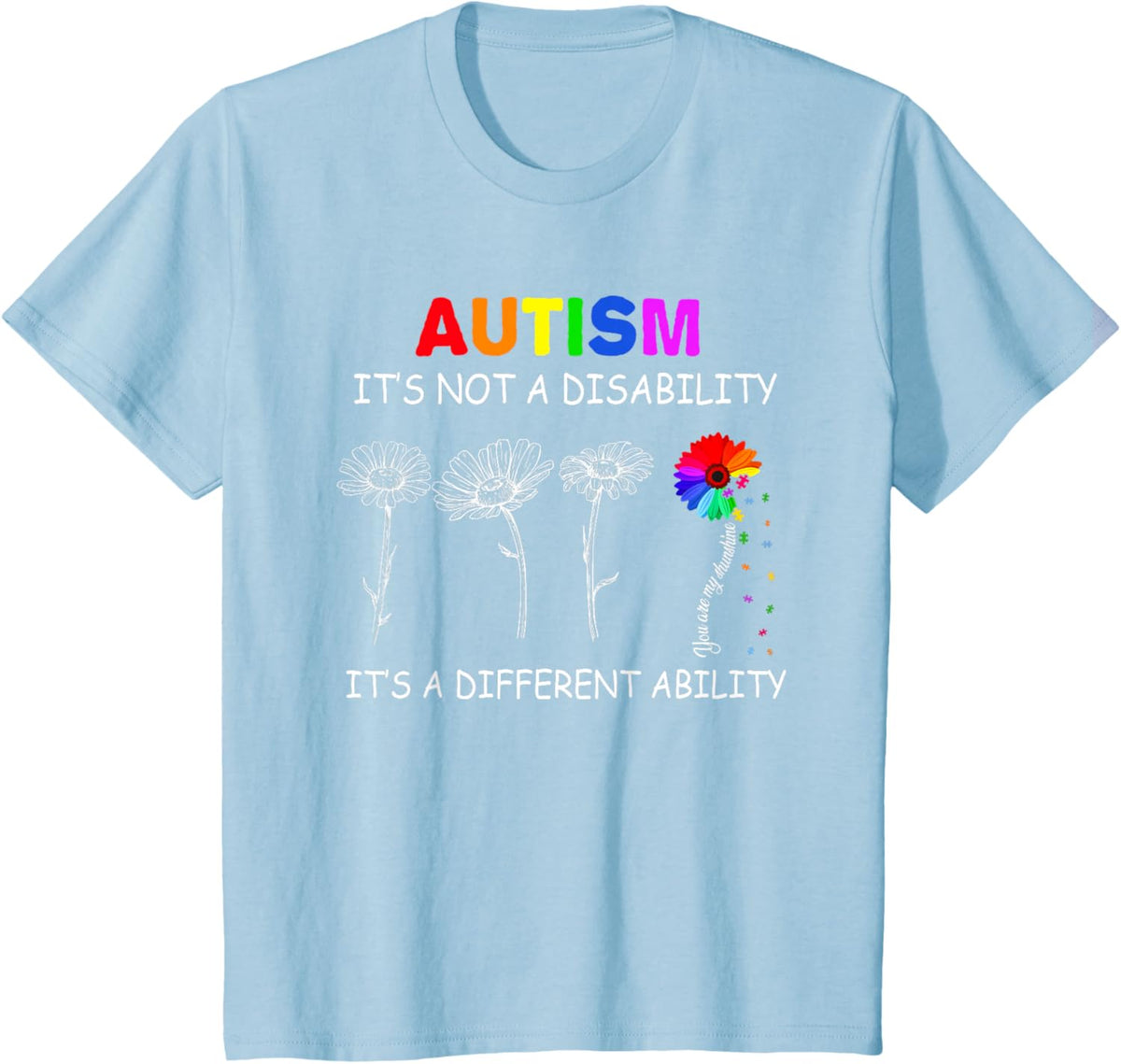 Not a disability its a different ability - Autism Awareness T-Shirt, Black