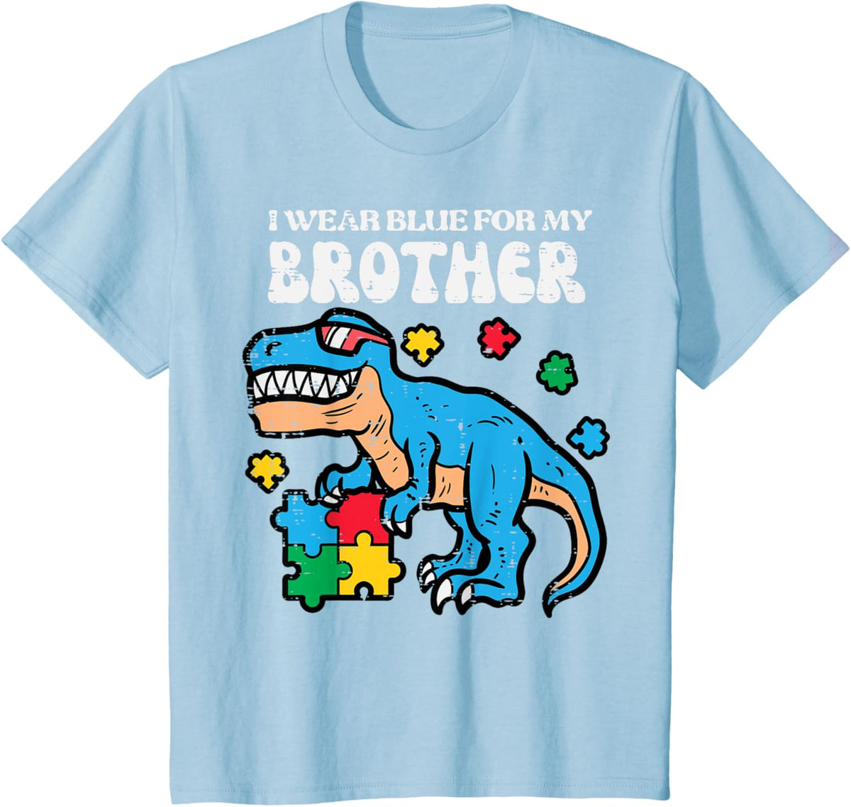 Kids Autism Awareness Blue For My Brother Trex Toddler Boys Kids