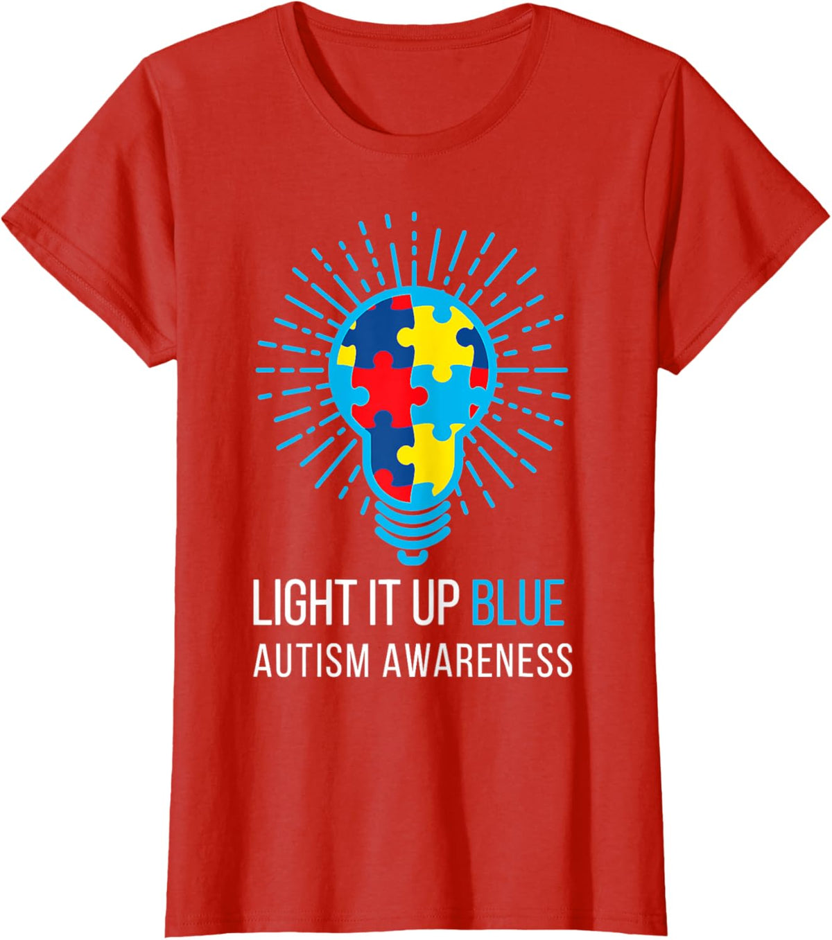 Light It Up Blue Autism Awareness Ribbon Puzzle Pieces