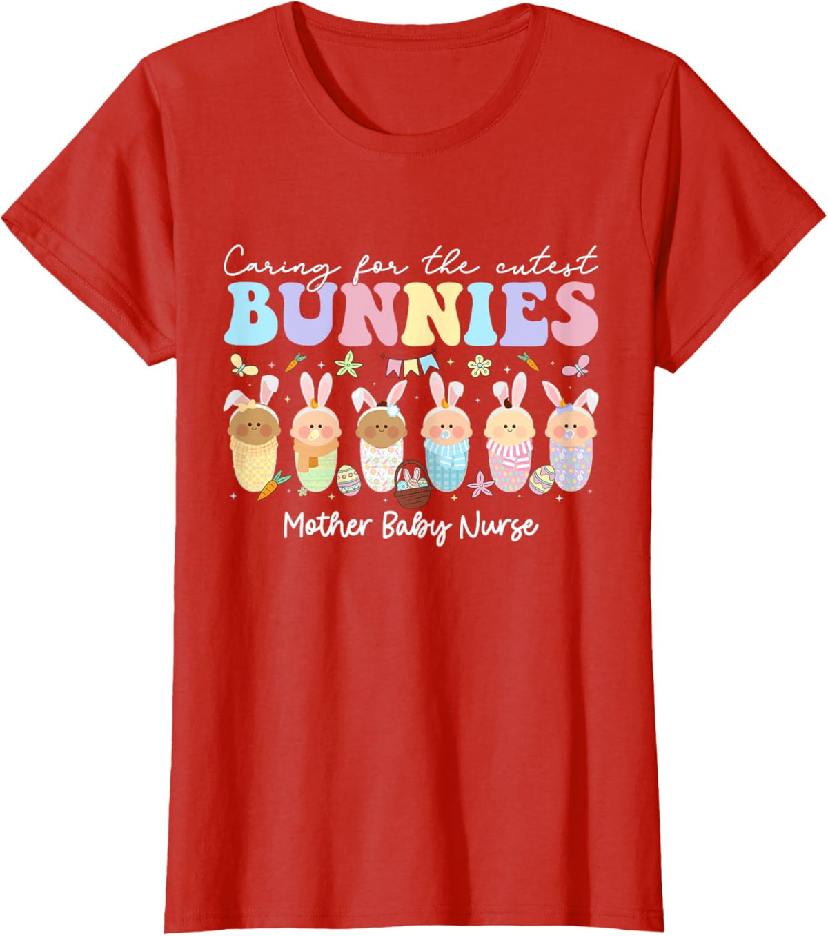 Mother Baby Nurse Easter Day Caring For The Cutest Bunnies T-Shirt, Small, Black