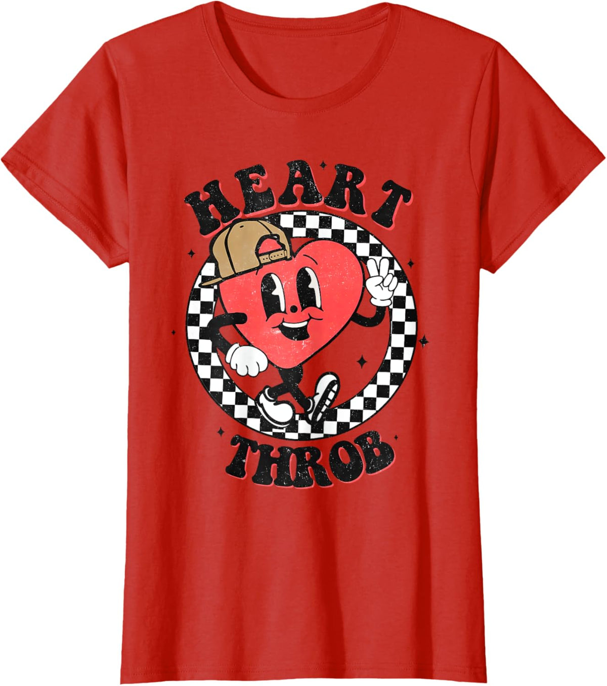 Retro Heart Throb Checkered Kid Preschool Boy Valentines Day
