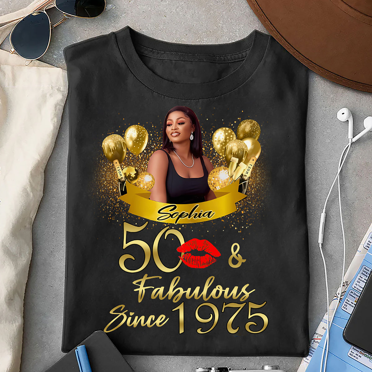 50th Birthday Shirts, Custom Birthday Shirts, Turning 50 Shirt, Gifts For Women Turning 50, 50 And Fabulous Shirt, 1975 Shirt, 50th Birthday Shirts For Her-YPT-HMT