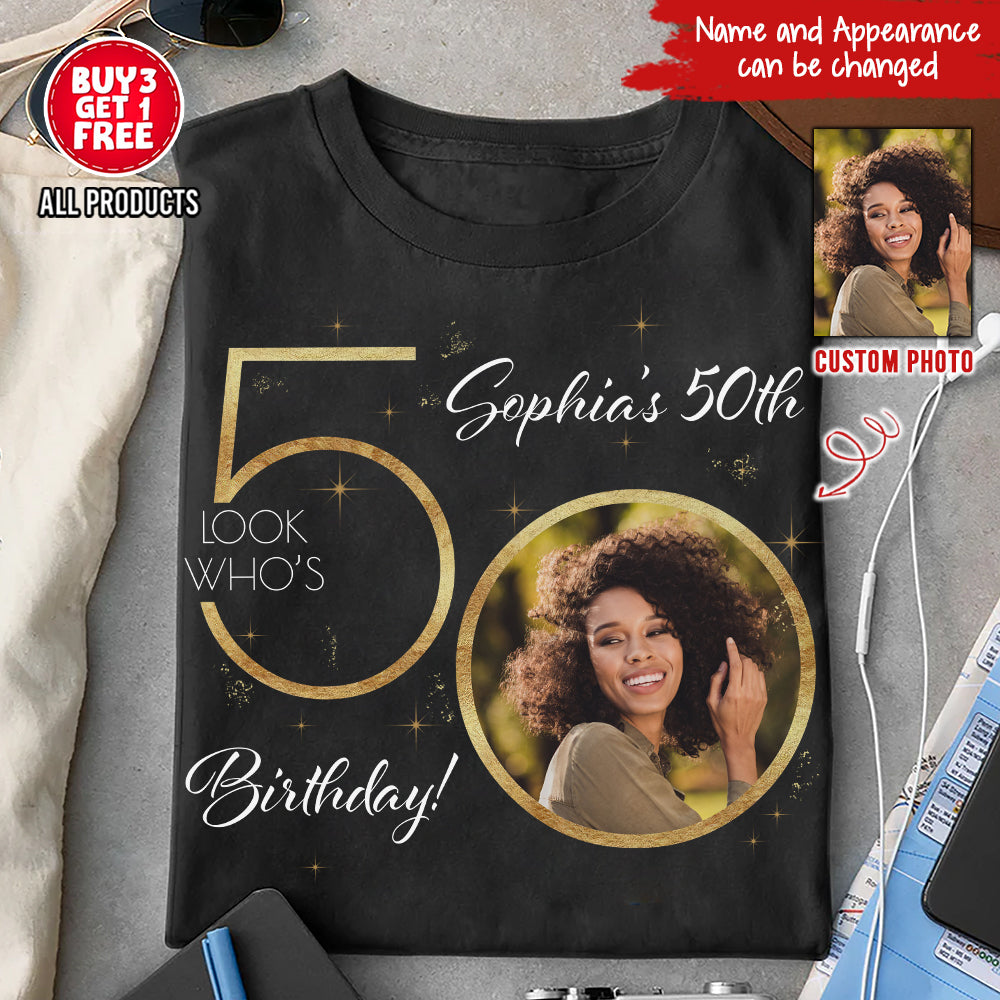 Custom Face Photo 50's Birthday Shirt, 50th Birthday Unique T Shirt For Woman, Custom Birthday Shirt, Her Gifts For 50 Years Old, Custom Picture Tee, Personalized Birthday Shirt-YPT-HCT