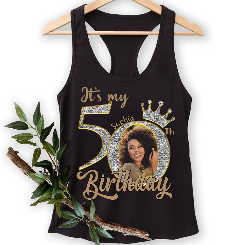 Custom Face Photo 50&#39;s Birthday Shirt, 50th Birthday Unique T Shirt For Woman, Custom Birthday Shirt, Her Gifts For 50 Years Old, Custom Picture Tee, Personalized Birthday Shirt-YPT-HCT