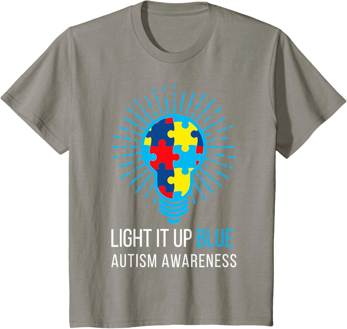 Light It Up Blue Autism Awareness Ribbon Puzzle Pieces