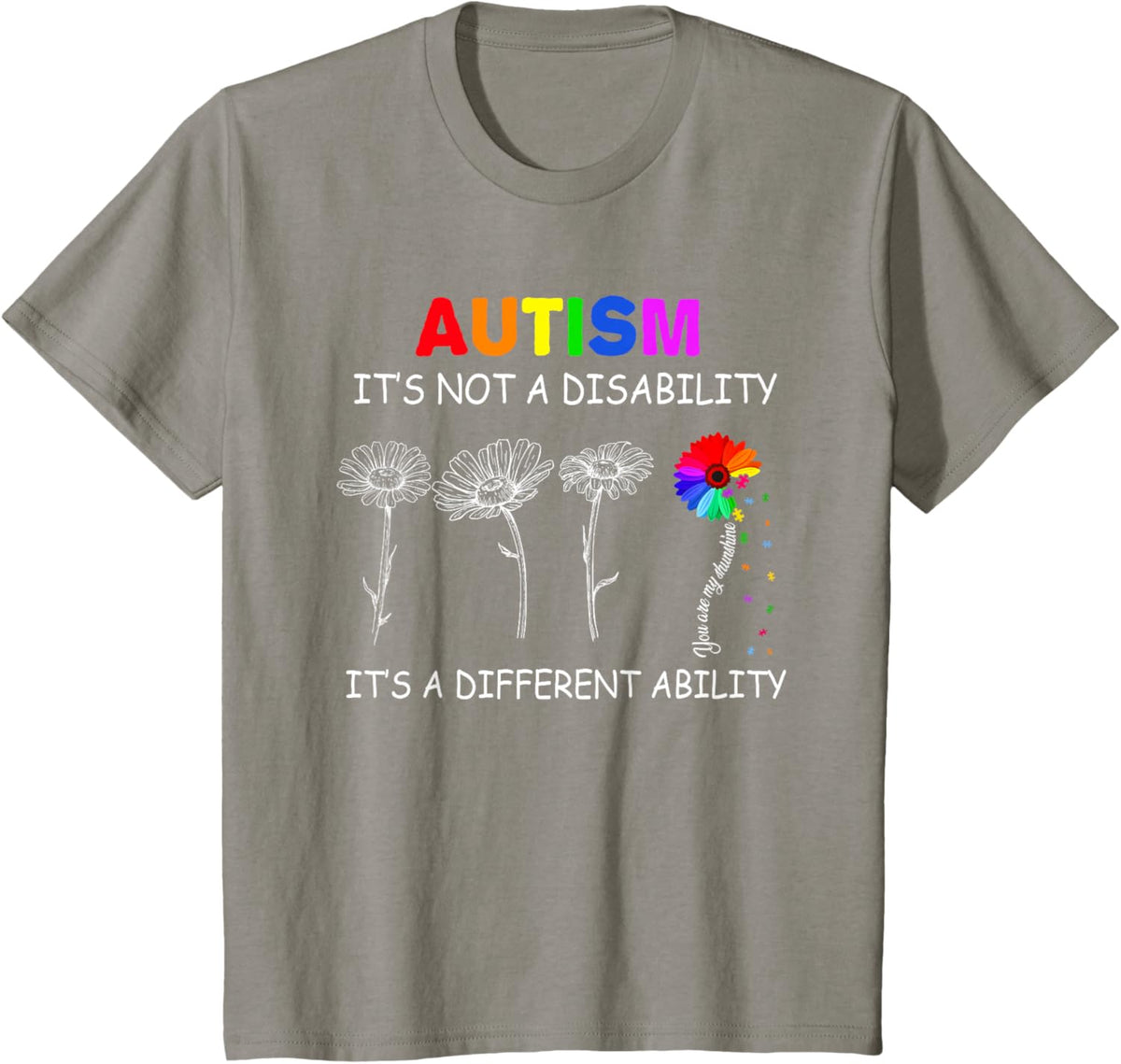 Not a disability its a different ability - Autism Awareness T-Shirt, Black