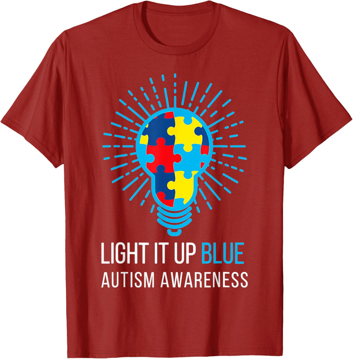 Light It Up Blue Autism Awareness Ribbon Puzzle Pieces