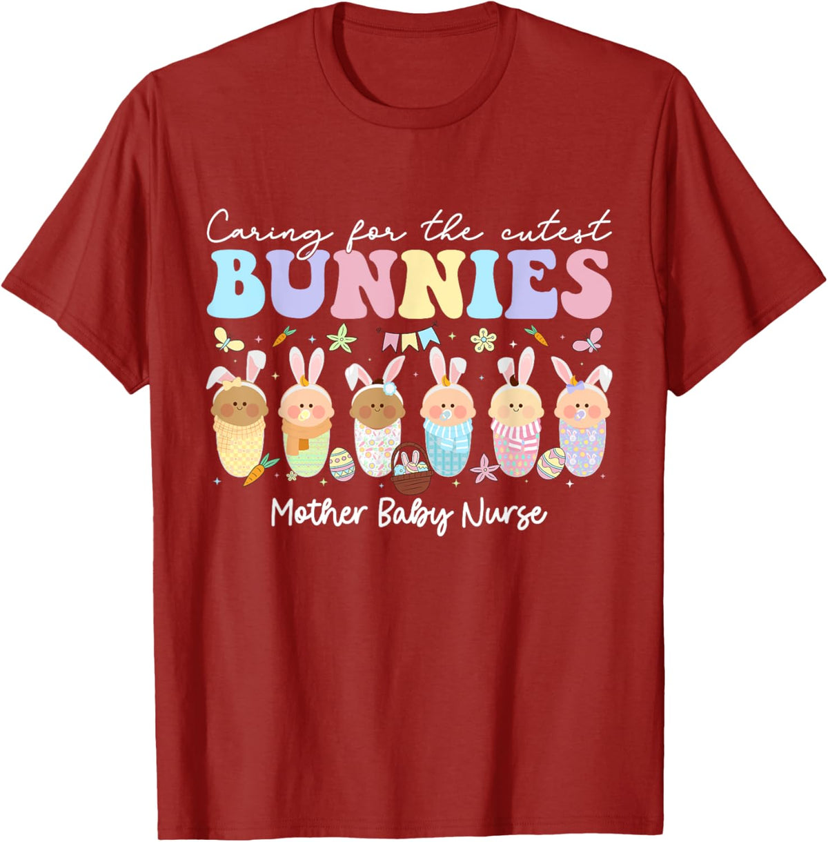 Mother Baby Nurse Easter Day Caring For The Cutest Bunnies T-Shirt, Small, Black