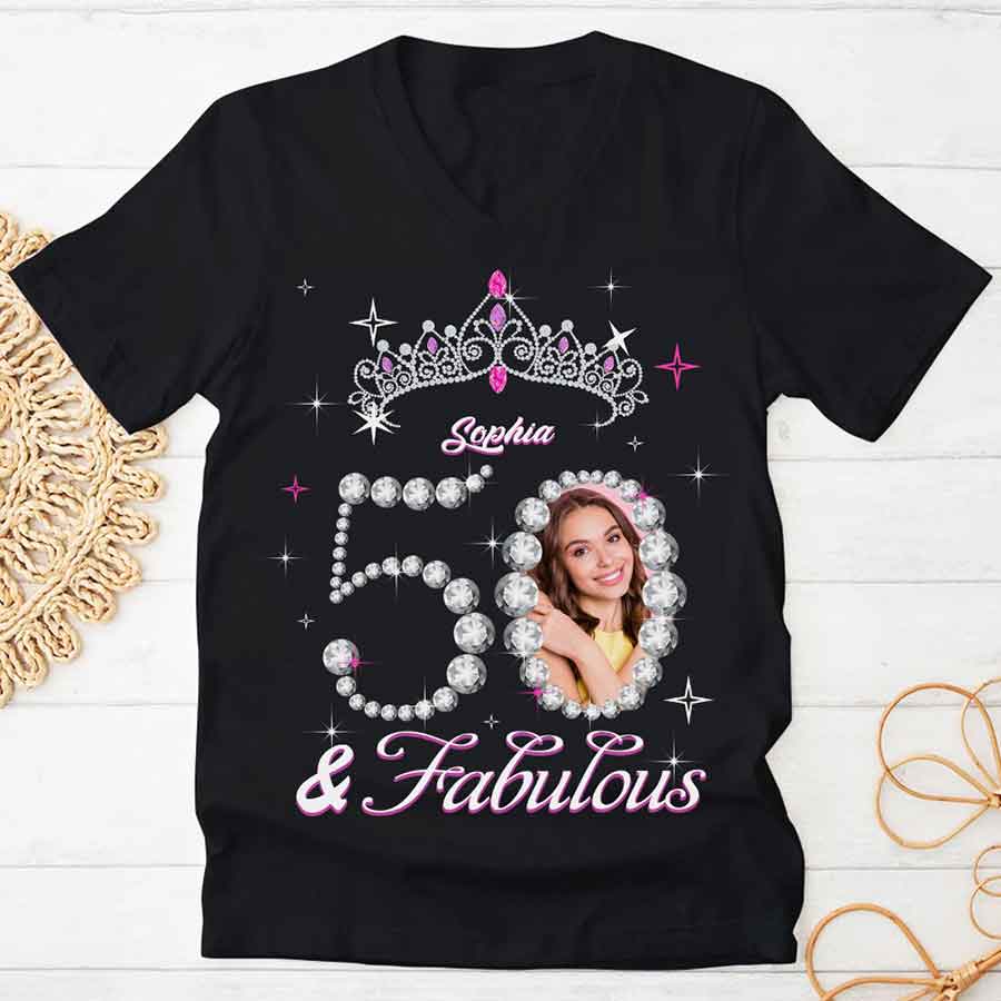 50th Birthday Shirts, Custom Birthday Shirts, Turning 50 Shirt, Gifts For Women Turning 50, 50 And Fabulous Shirt, 50th Birthday Shirts For Her-YPT-HCT