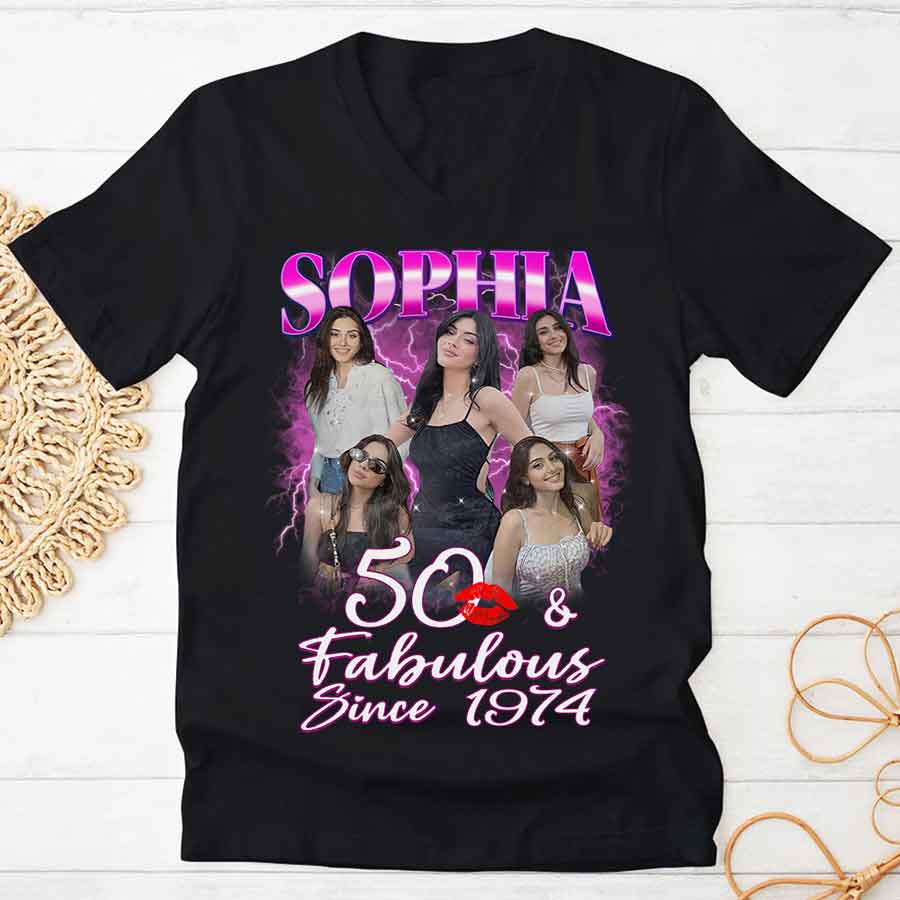 50th Birthday Shirts, Custom Birthday Shirts, Turning 50 Shirt, Gifts For Women Turning 50, 50 And Fabulous Shirt, 1974 Shirt, 50th Birthday Shirts For Her-YPT-HCT