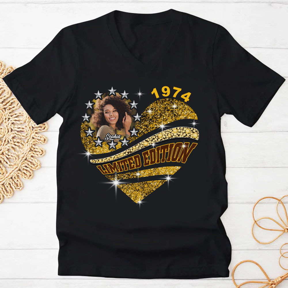 Custom Face Photo 50&#39;s Birthday Shirt, 1974 Shirt, 50th Birthday Unique T Shirt For Woman, Custom Birthday Shirt, Her Gifts For 50 Years Old, Custom Picture Tee, Personalized Birthday Shirt-YPT-HCT