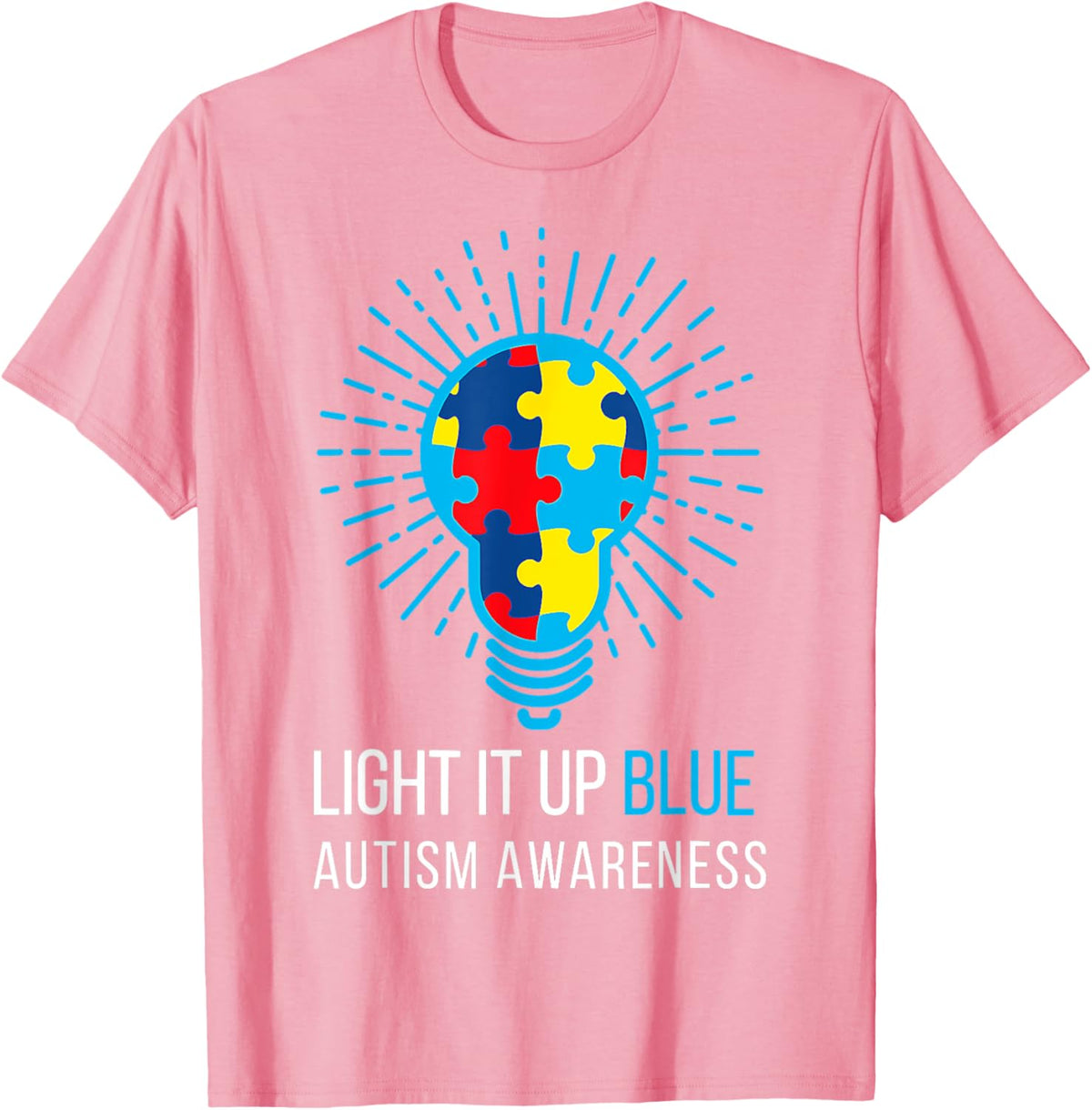 Light It Up Blue Autism Awareness Ribbon Puzzle Pieces
