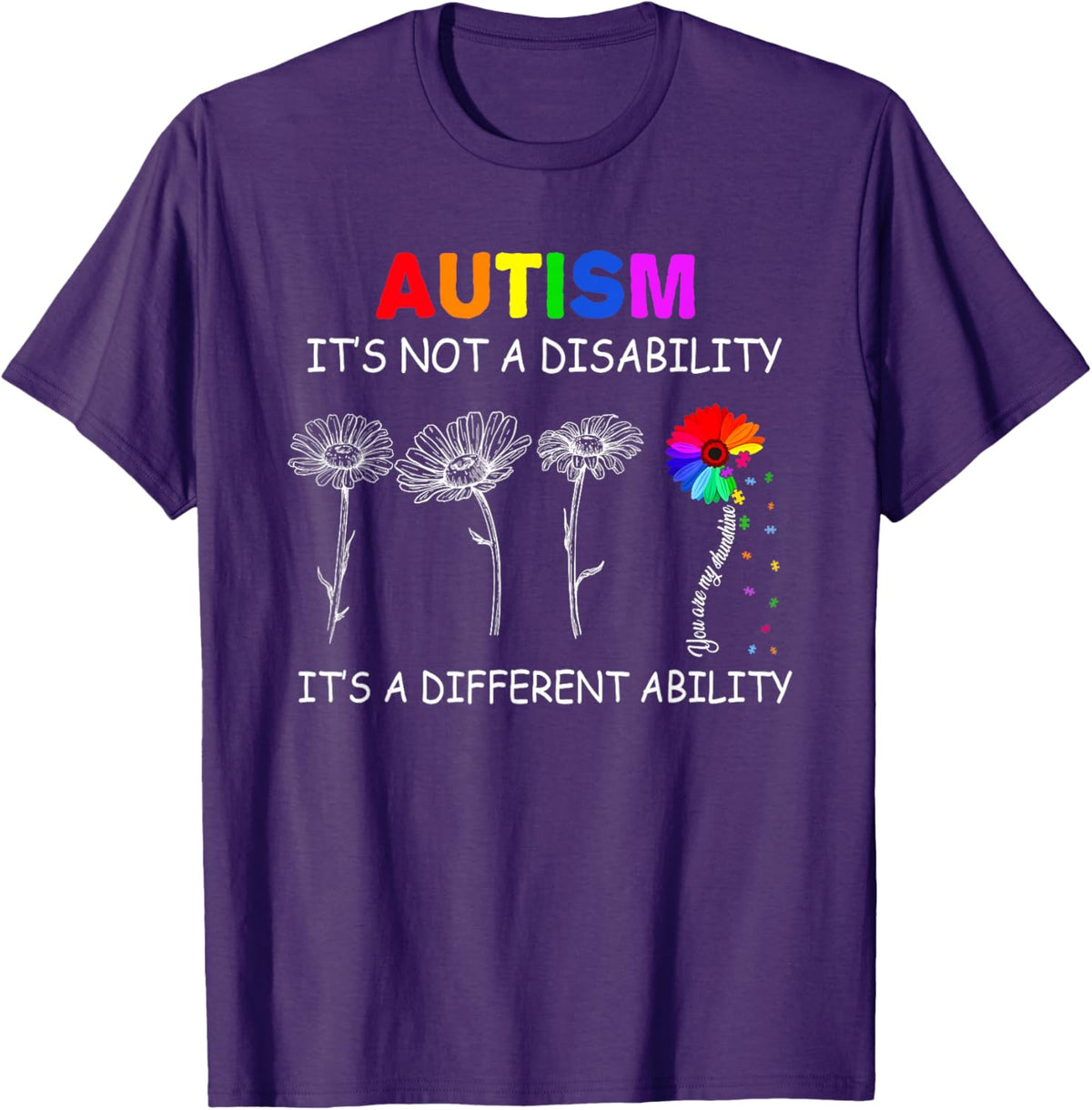 Not a disability its a different ability - Autism Awareness T-Shirt, Black