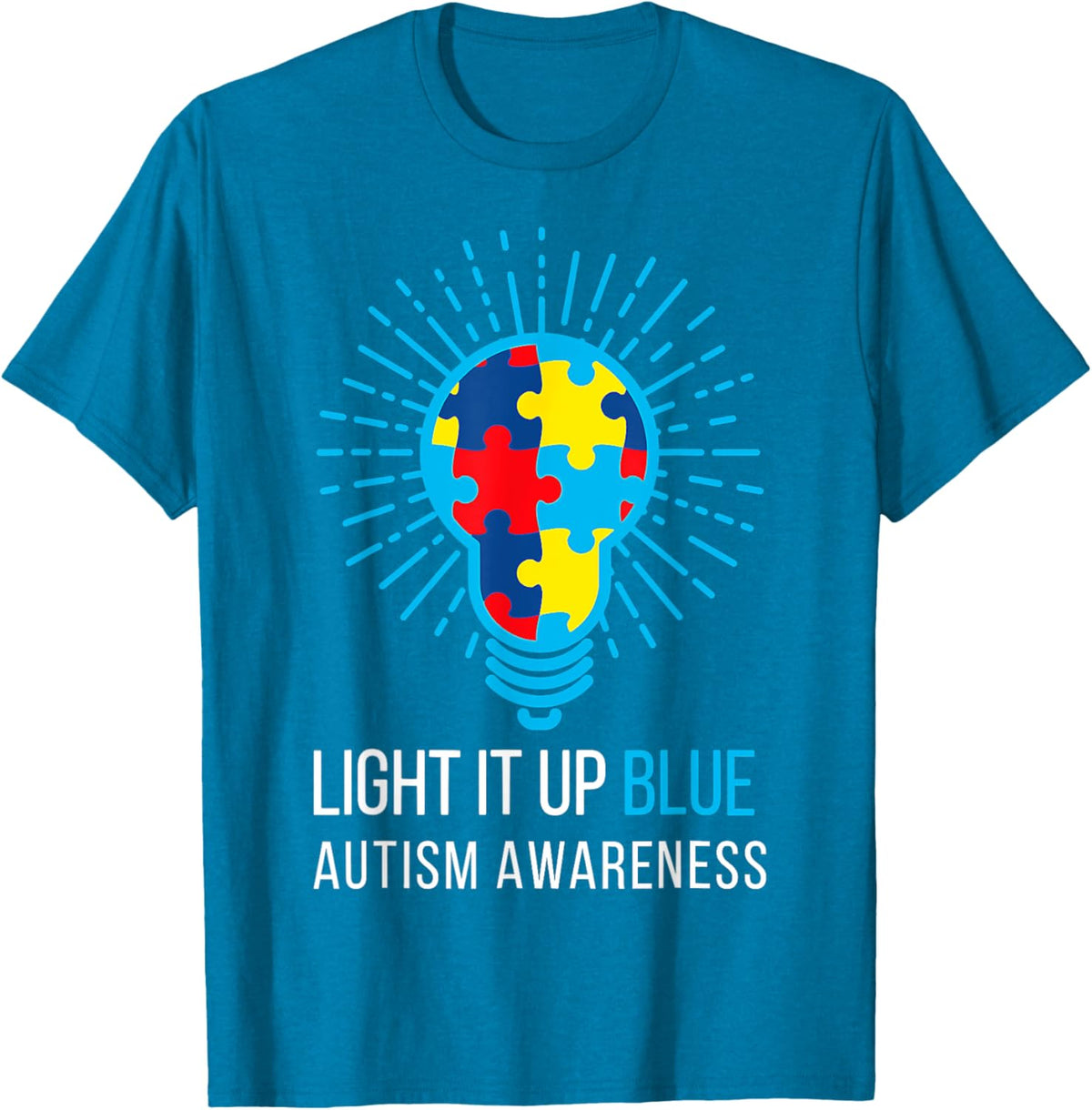 Light It Up Blue Autism Awareness Ribbon Puzzle Pieces