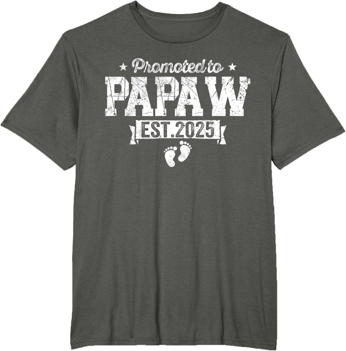 Retro Promoted To Papaw 2025 New Papaw First Father&#39;s Day T-Shirt, Small, Black