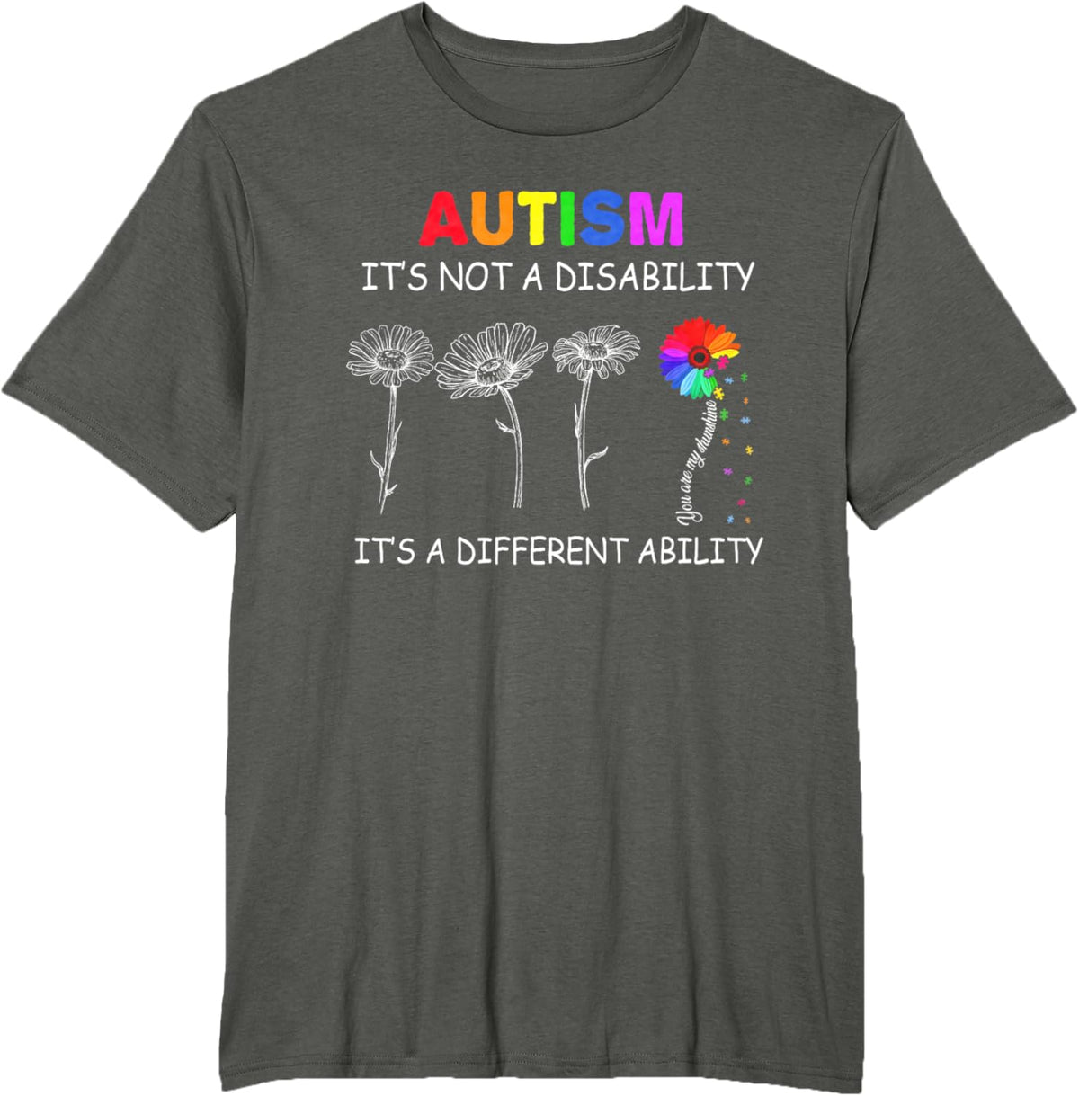 Not a disability its a different ability - Autism Awareness T-Shirt, Black
