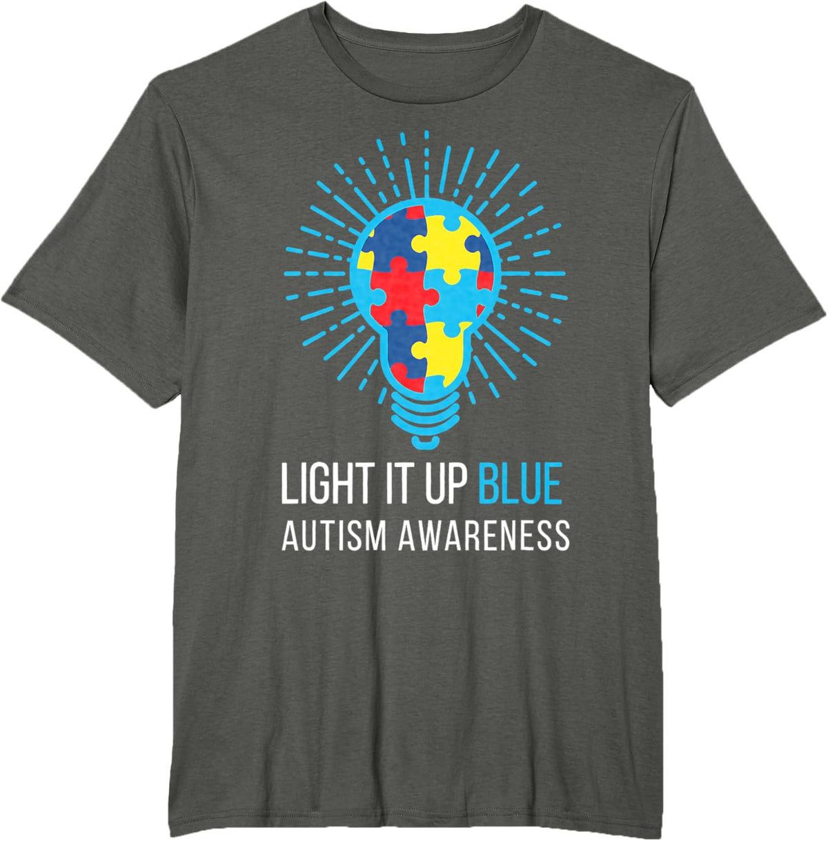 Light It Up Blue Autism Awareness Ribbon Puzzle Pieces