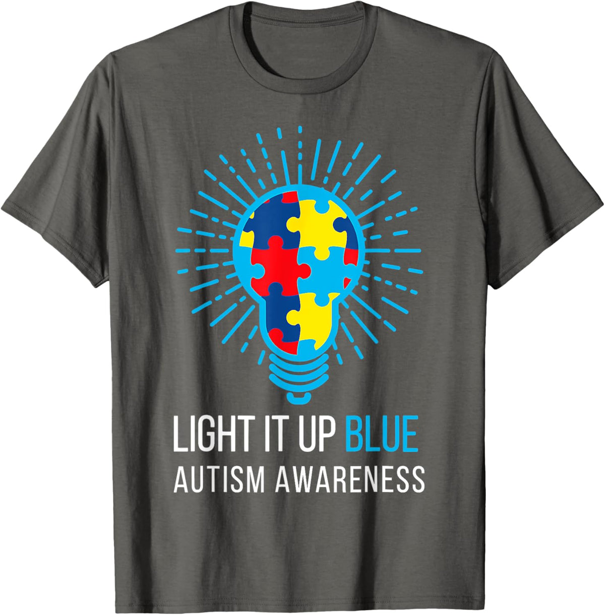 Light It Up Blue Autism Awareness Ribbon Puzzle Pieces