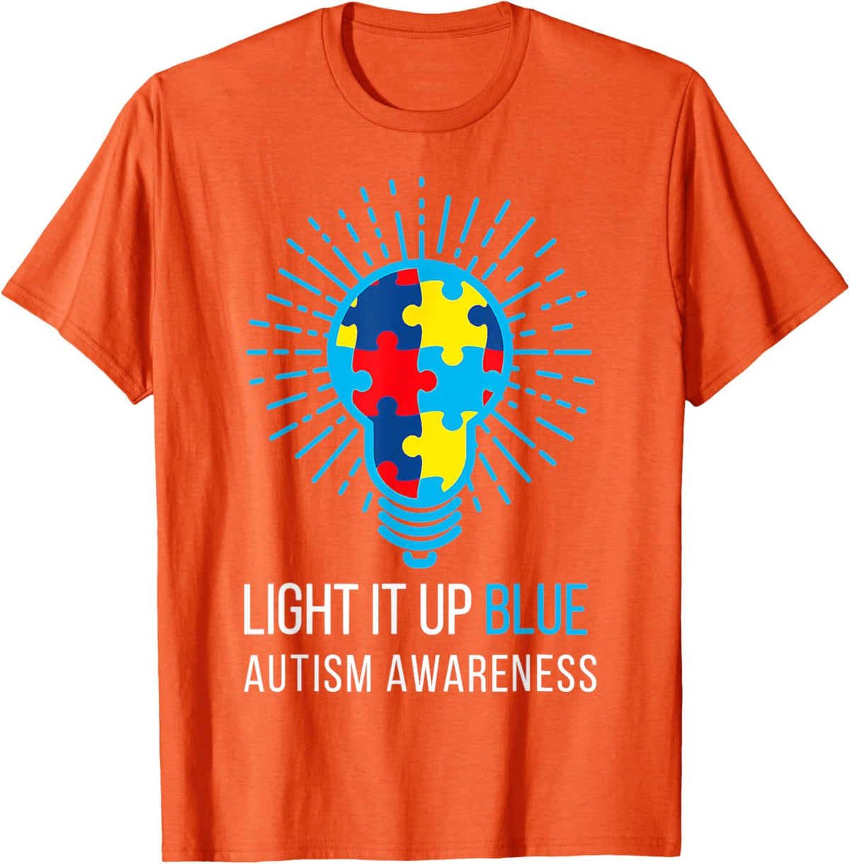 Light It Up Blue Autism Awareness Ribbon Puzzle Pieces