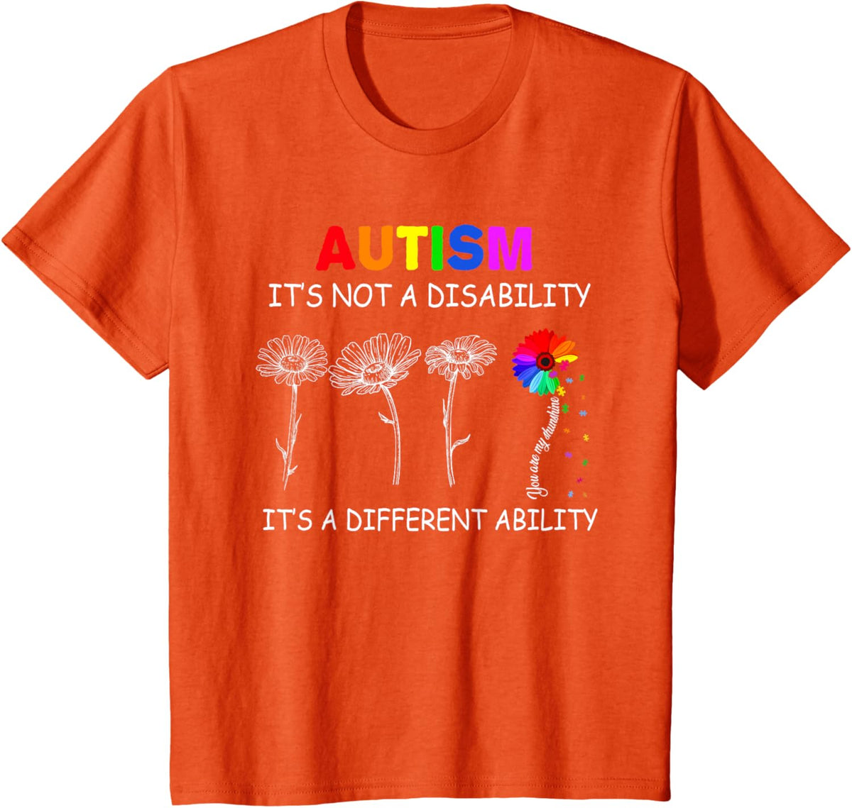 Not a disability its a different ability - Autism Awareness T-Shirt, Black