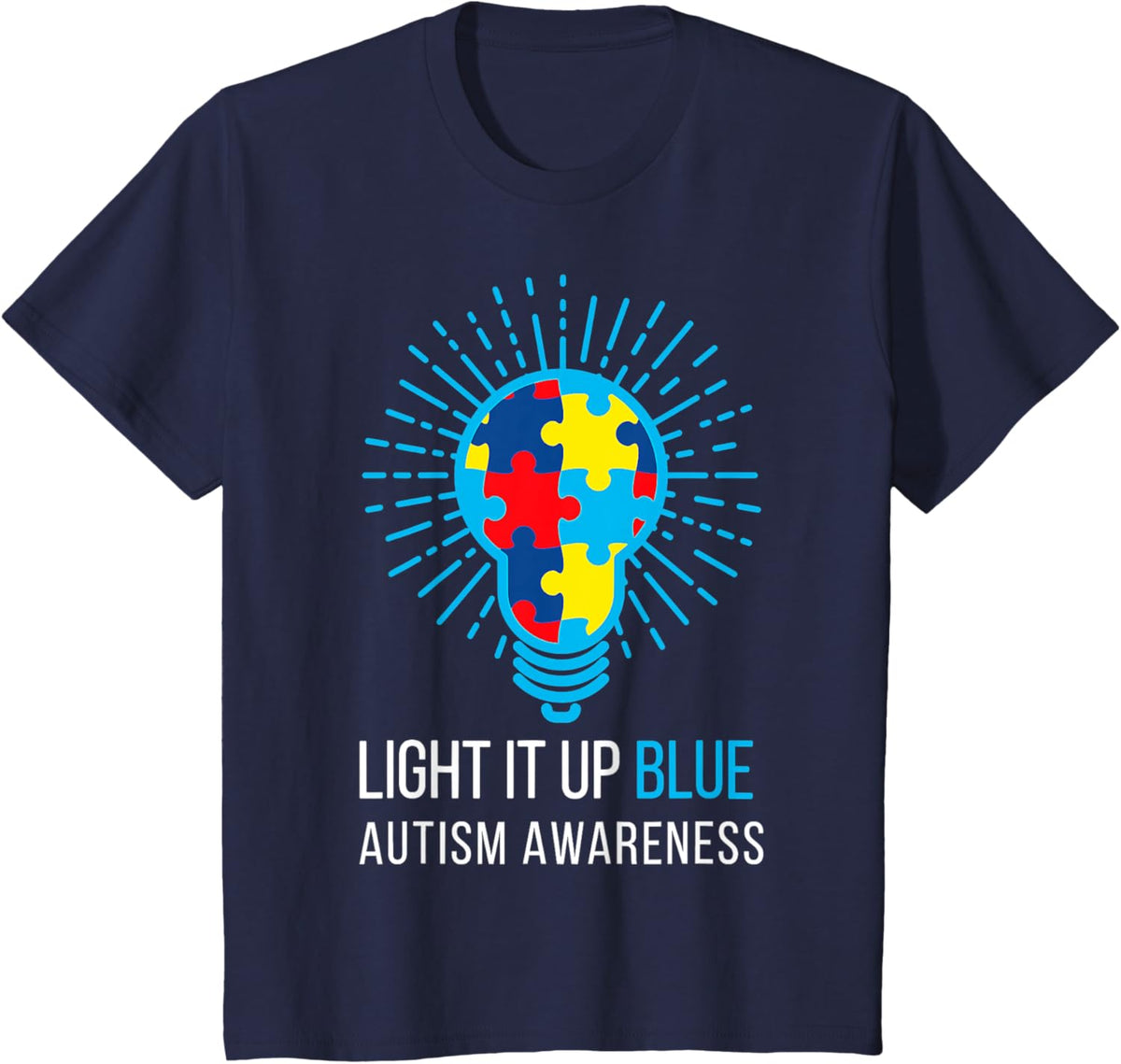 Light It Up Blue Autism Awareness Ribbon Puzzle Pieces