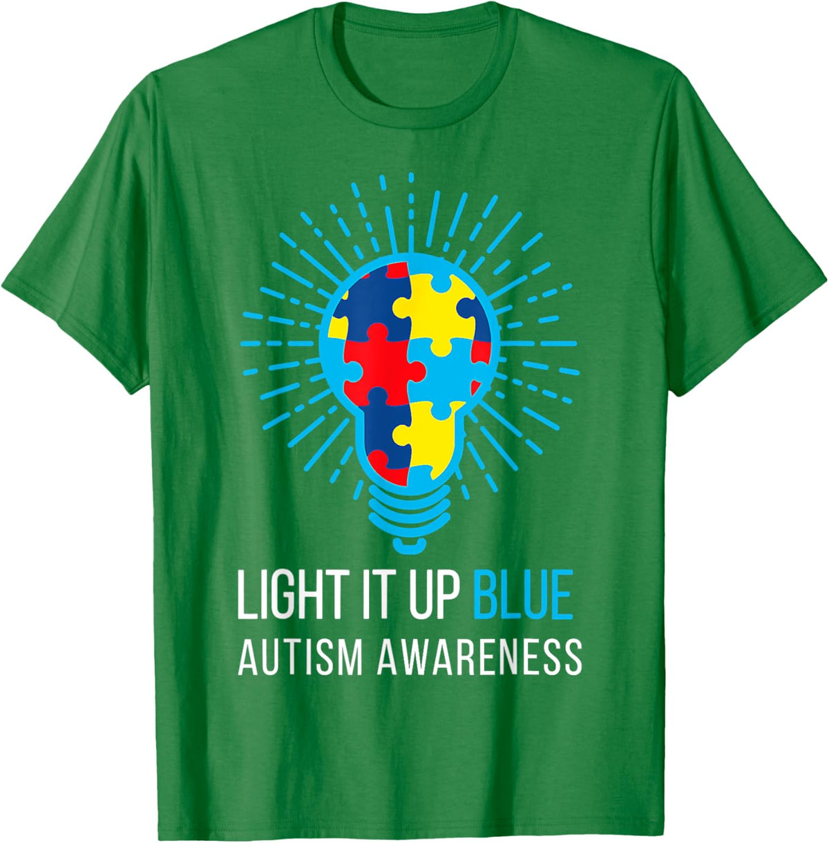 Light It Up Blue Autism Awareness Ribbon Puzzle Pieces