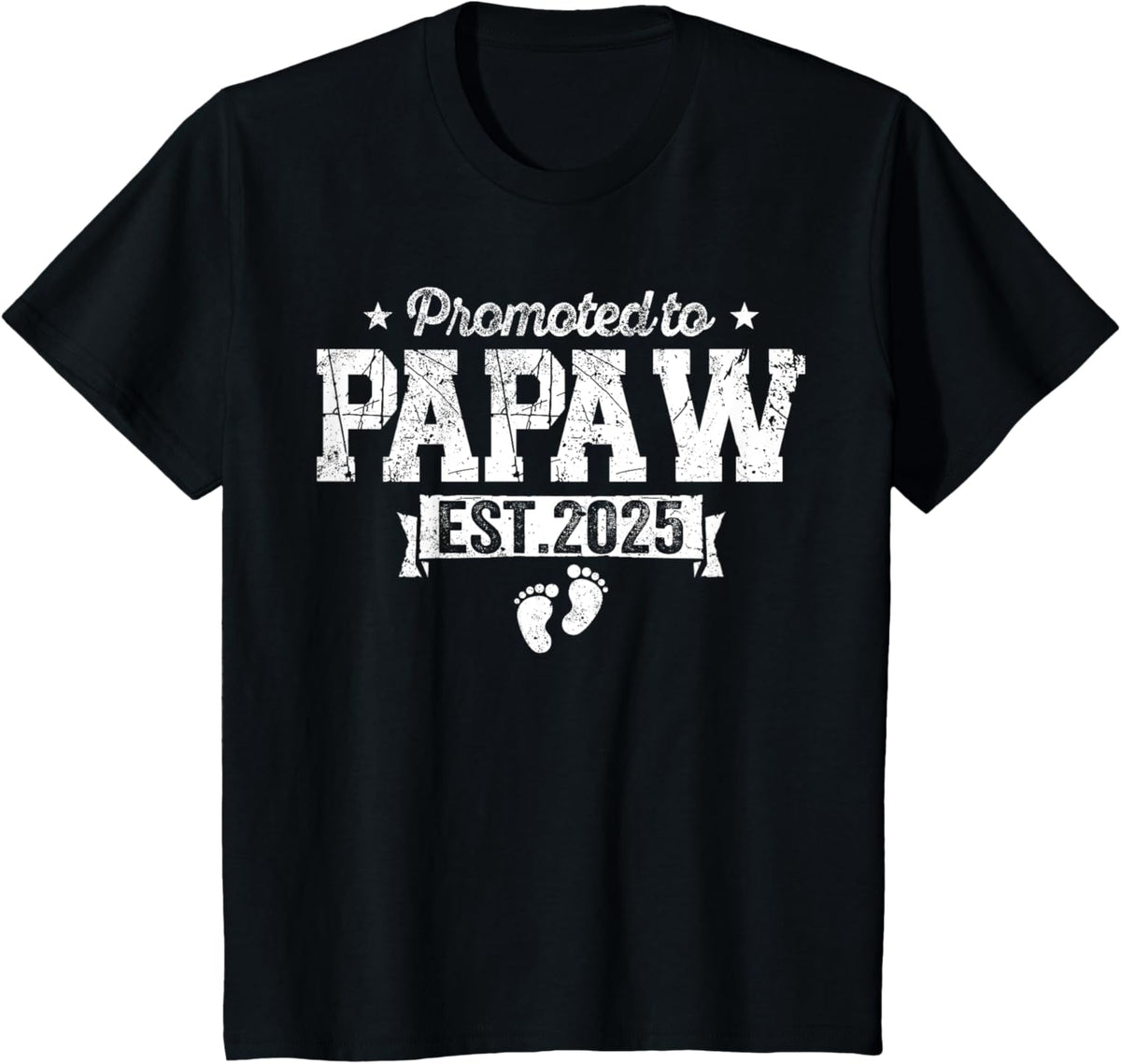 Retro Promoted To Papaw 2025 New Papaw First Father&#39;s Day T-Shirt, Small, Black