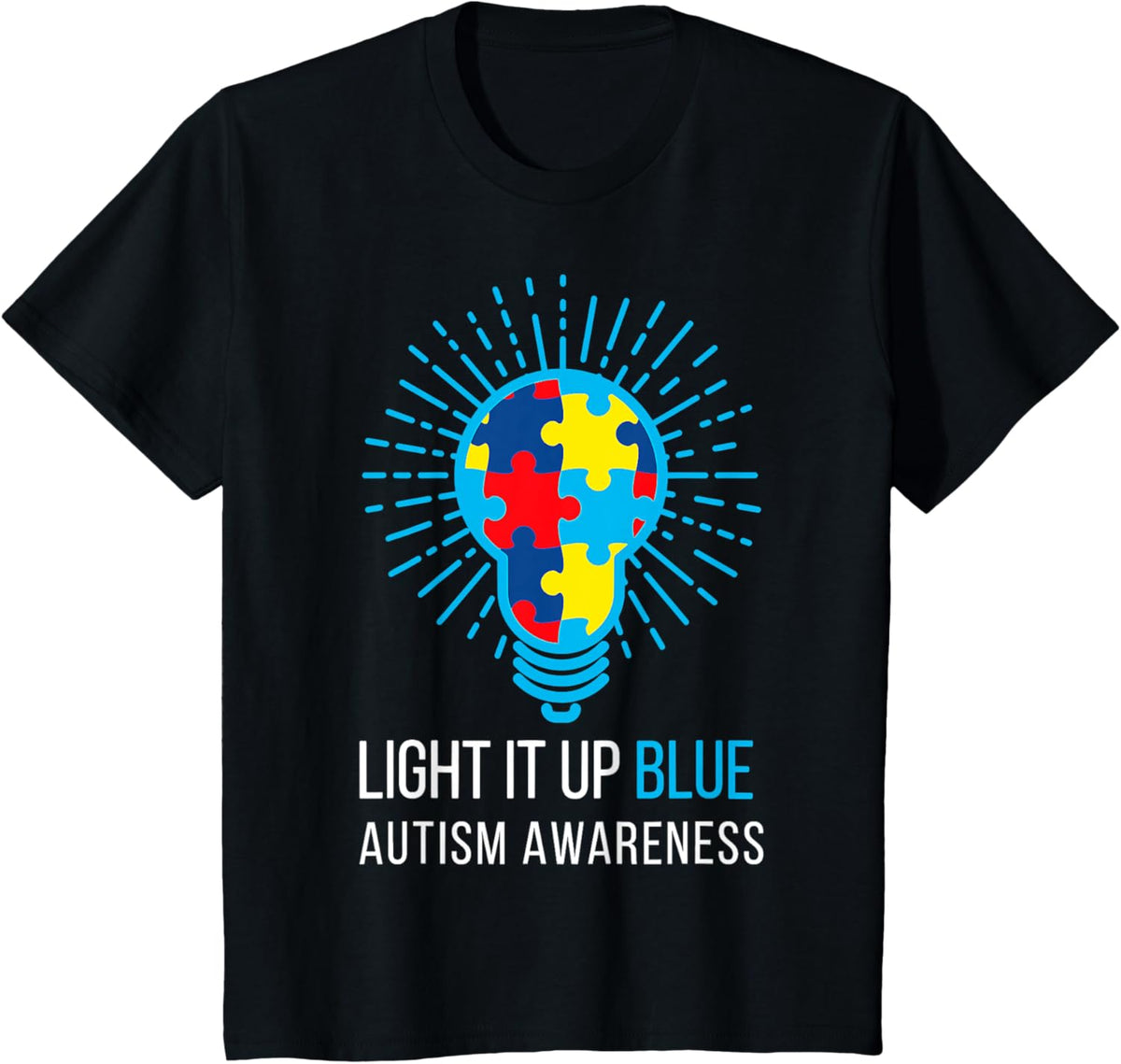 Light It Up Blue Autism Awareness Ribbon Puzzle Pieces