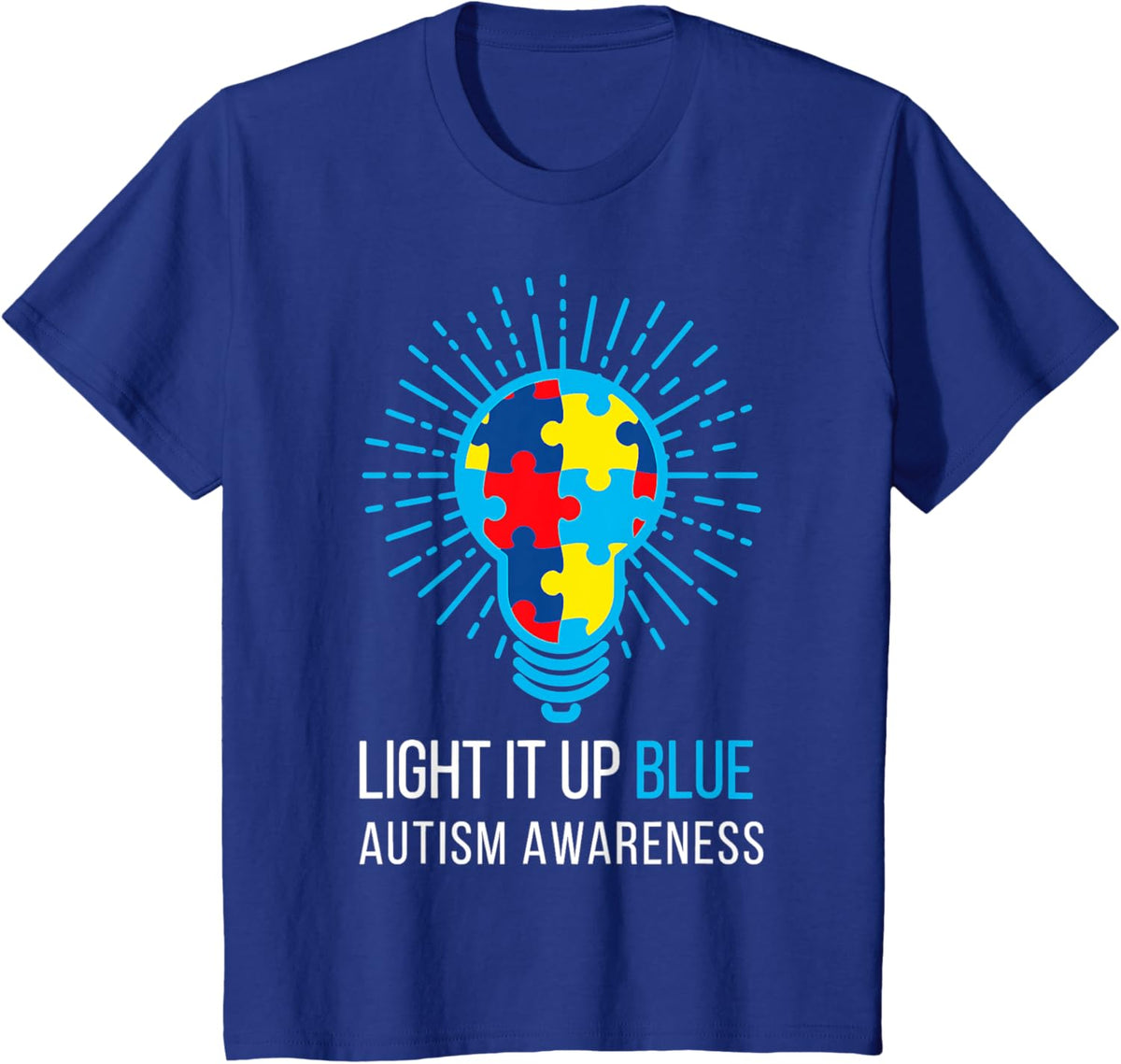 Light It Up Blue Autism Awareness Ribbon Puzzle Pieces