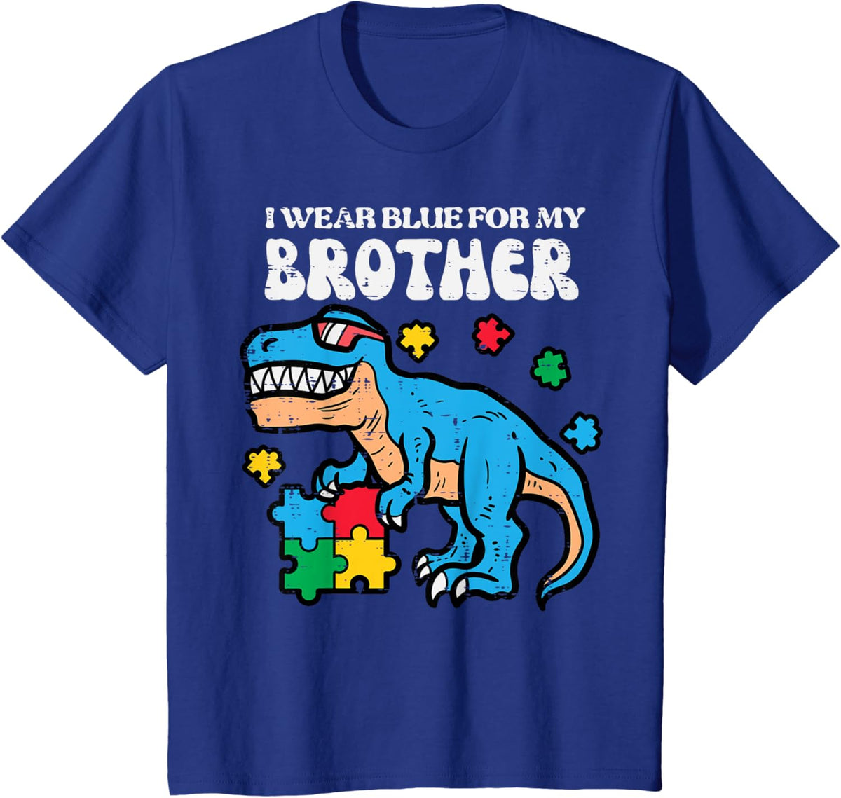 Kids Autism Awareness Blue For My Brother Trex Toddler Boys Kids