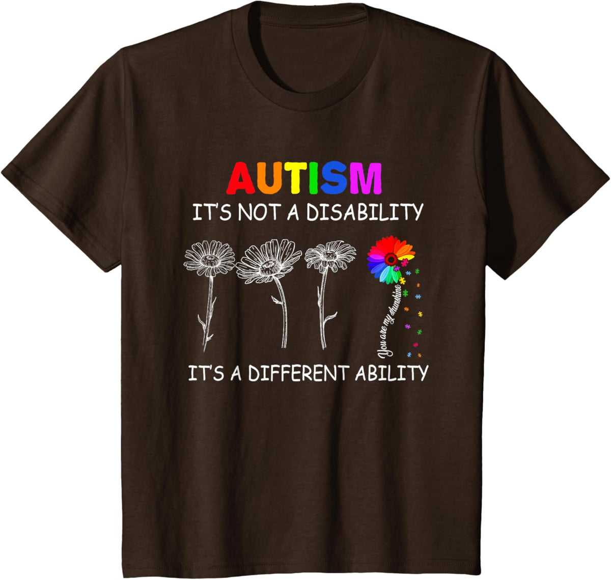 Not a disability its a different ability - Autism Awareness T-Shirt, Black