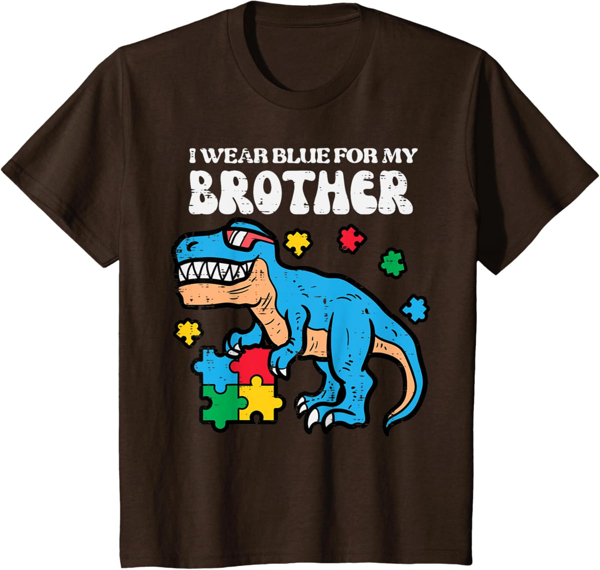 Kids Autism Awareness Blue For My Brother Trex Toddler Boys Kids