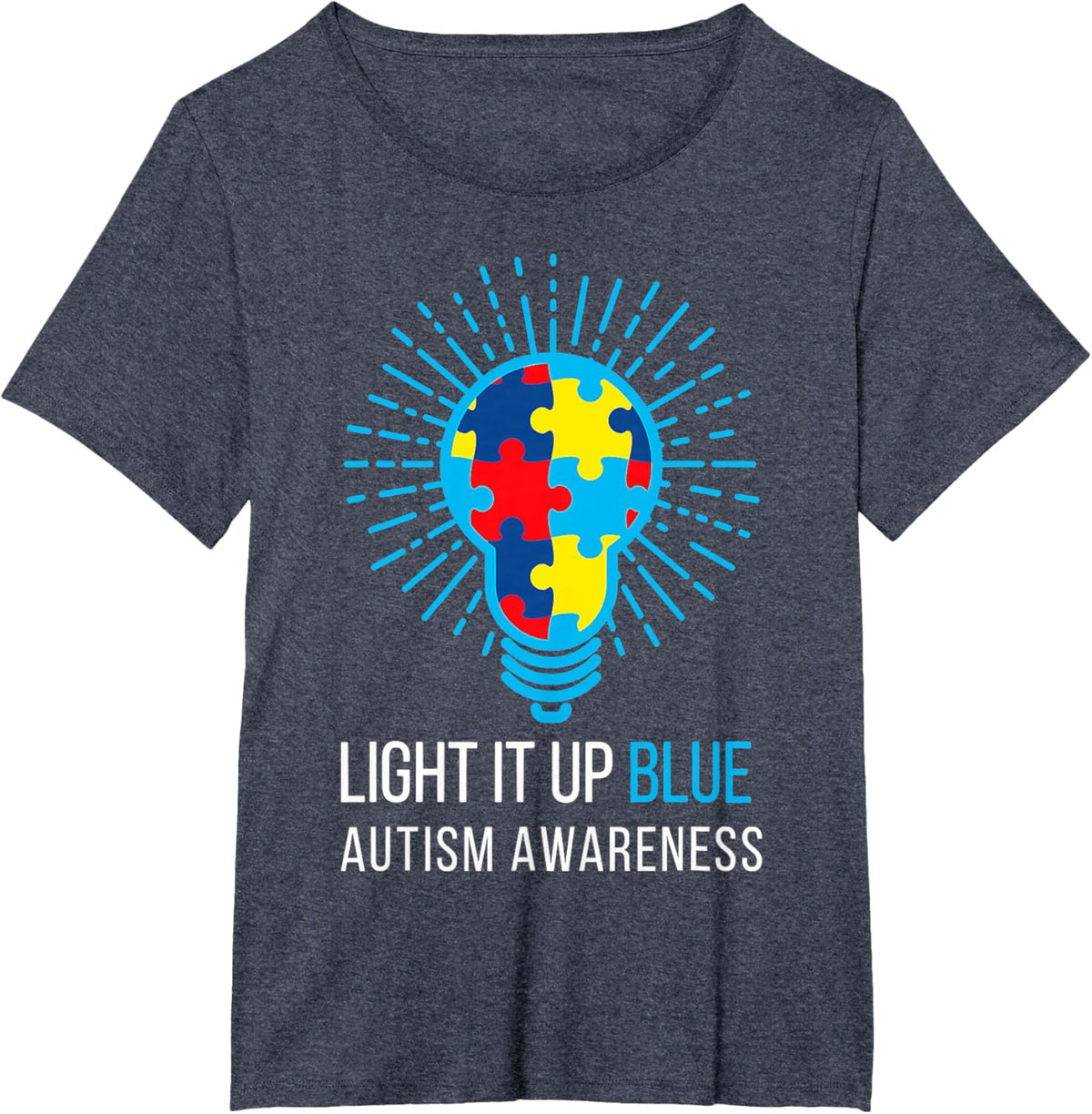 Light It Up Blue Autism Awareness Ribbon Puzzle Pieces