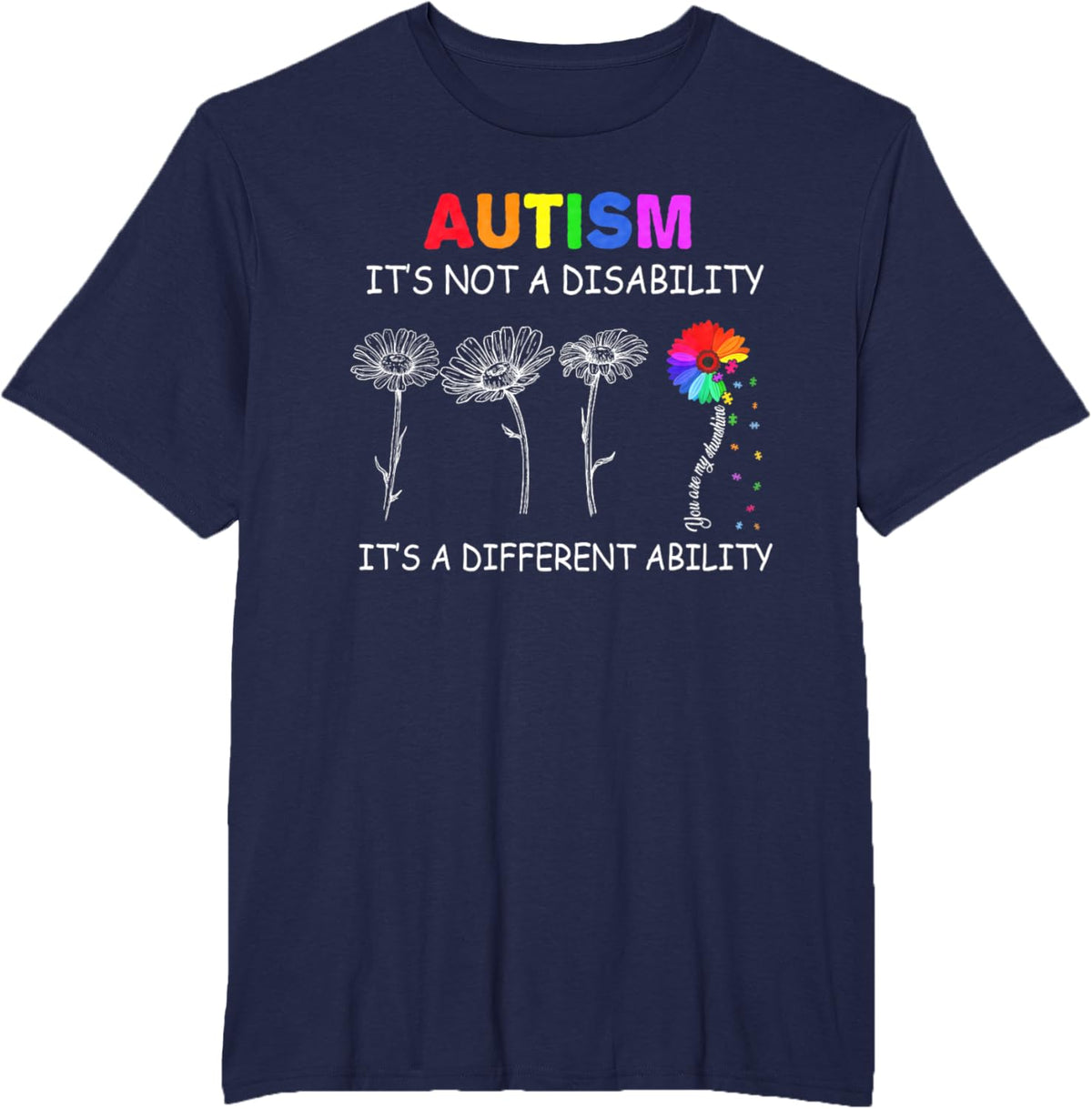 Not a disability its a different ability - Autism Awareness T-Shirt, Black
