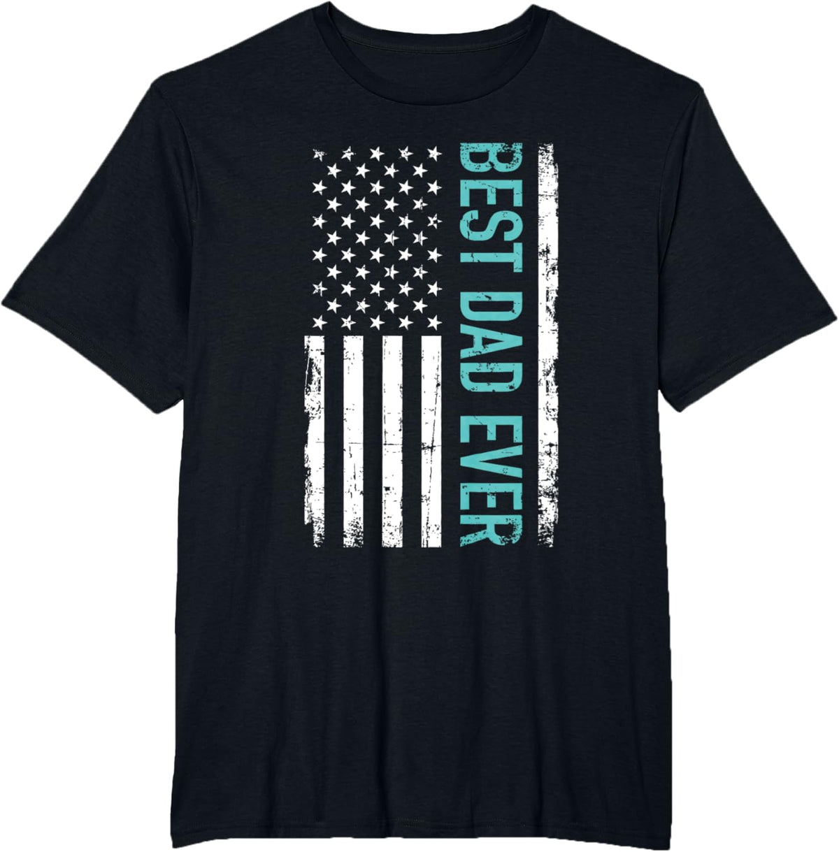 Father&#39;s day Best dad ever with US american flag Short Sleeve