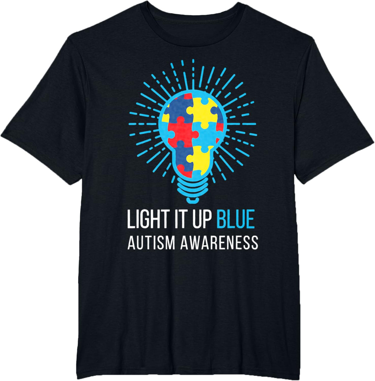 Light It Up Blue Autism Awareness Ribbon Puzzle Pieces