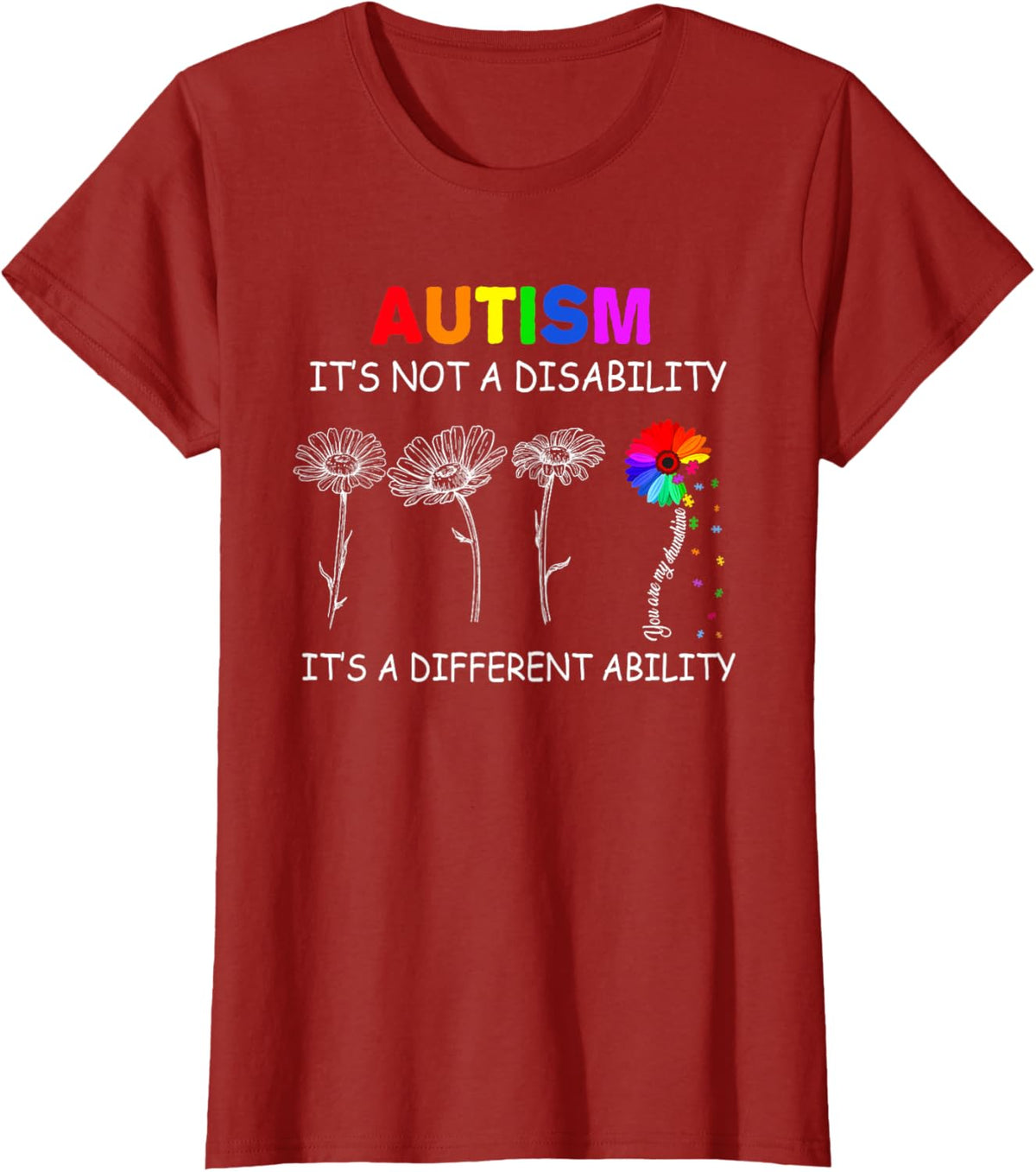 Not a disability its a different ability - Autism Awareness T-Shirt, Black