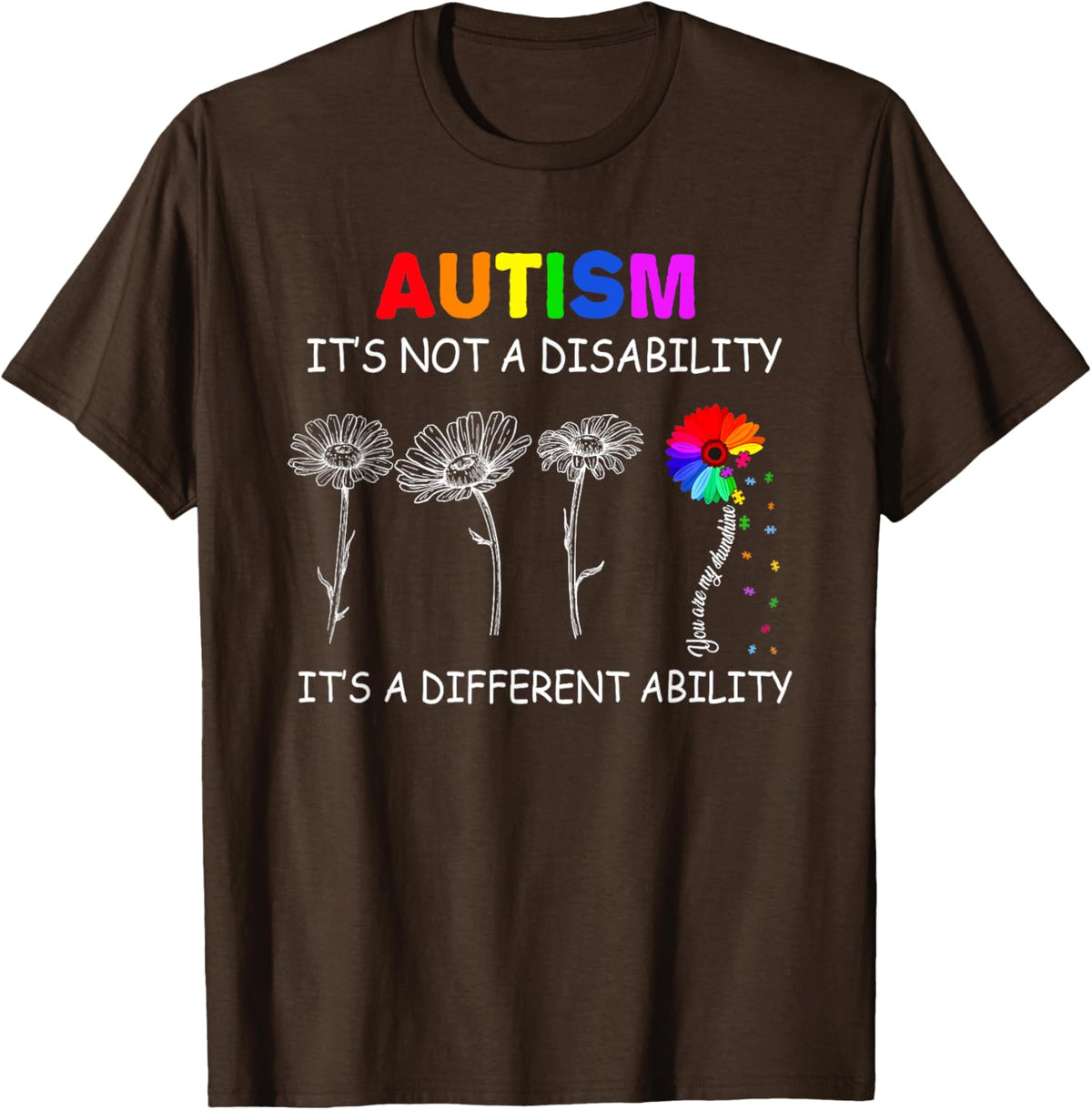 Not a disability its a different ability - Autism Awareness T-Shirt, Black