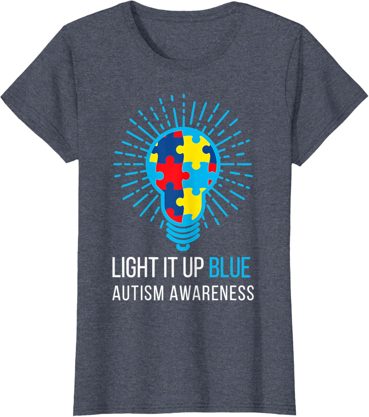 Light It Up Blue Autism Awareness Ribbon Puzzle Pieces