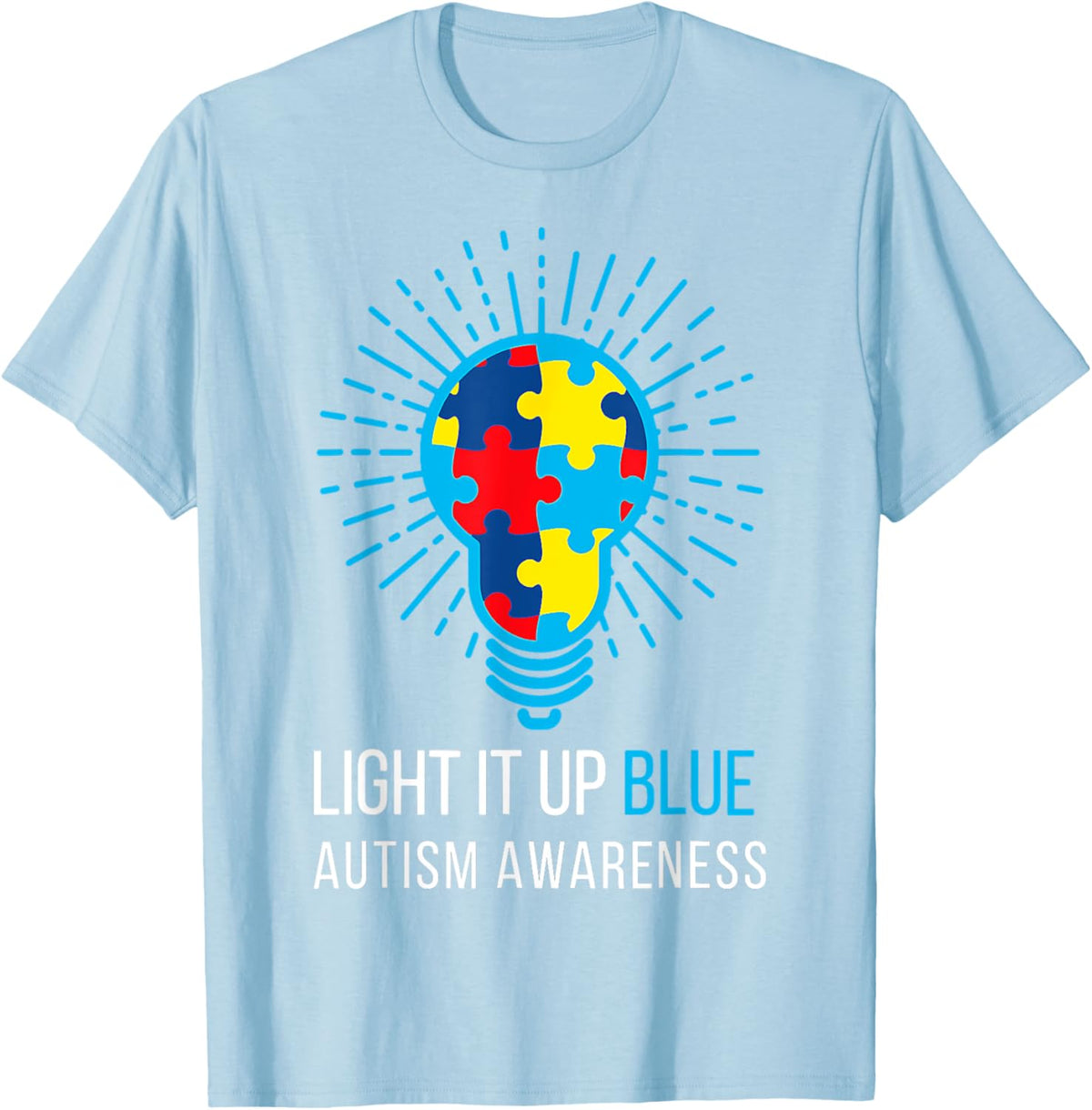 Light It Up Blue Autism Awareness Ribbon Puzzle Pieces