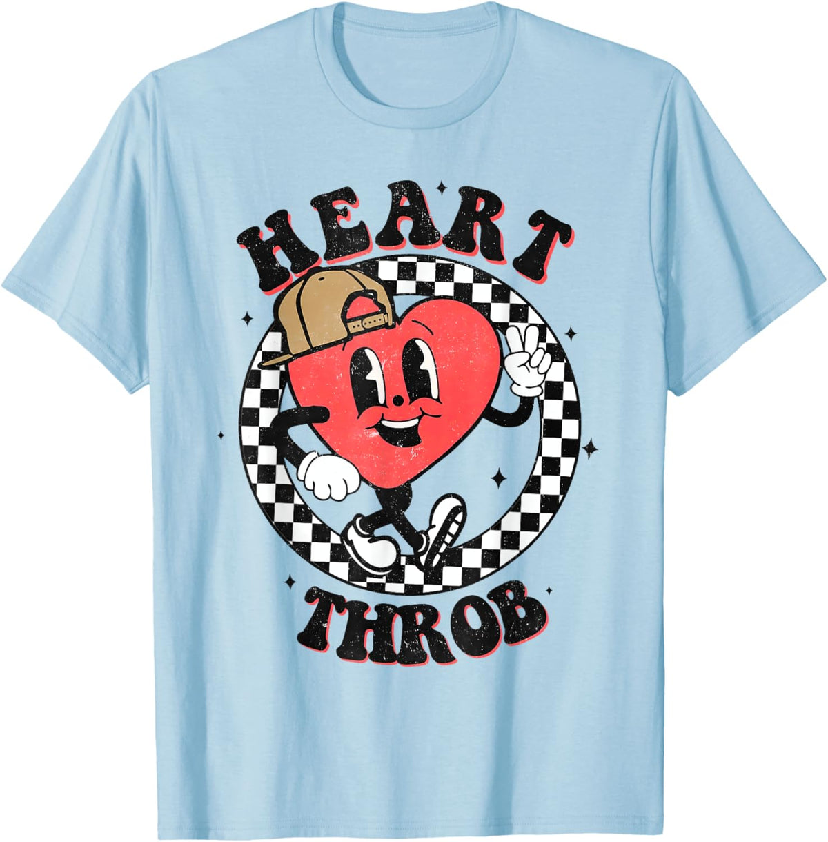 Retro Heart Throb Checkered Kid Preschool Boy Valentines Day