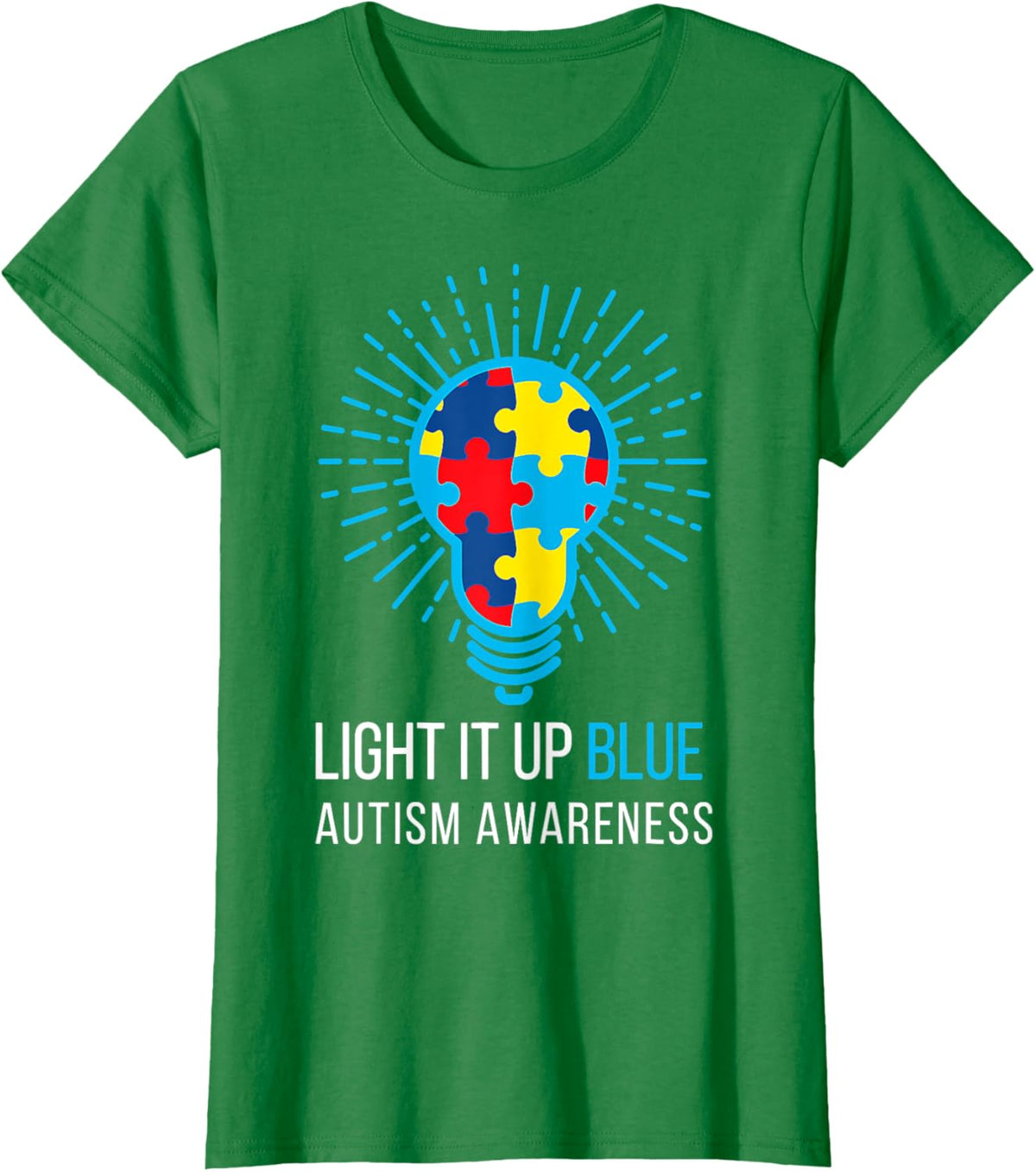 Light It Up Blue Autism Awareness Ribbon Puzzle Pieces