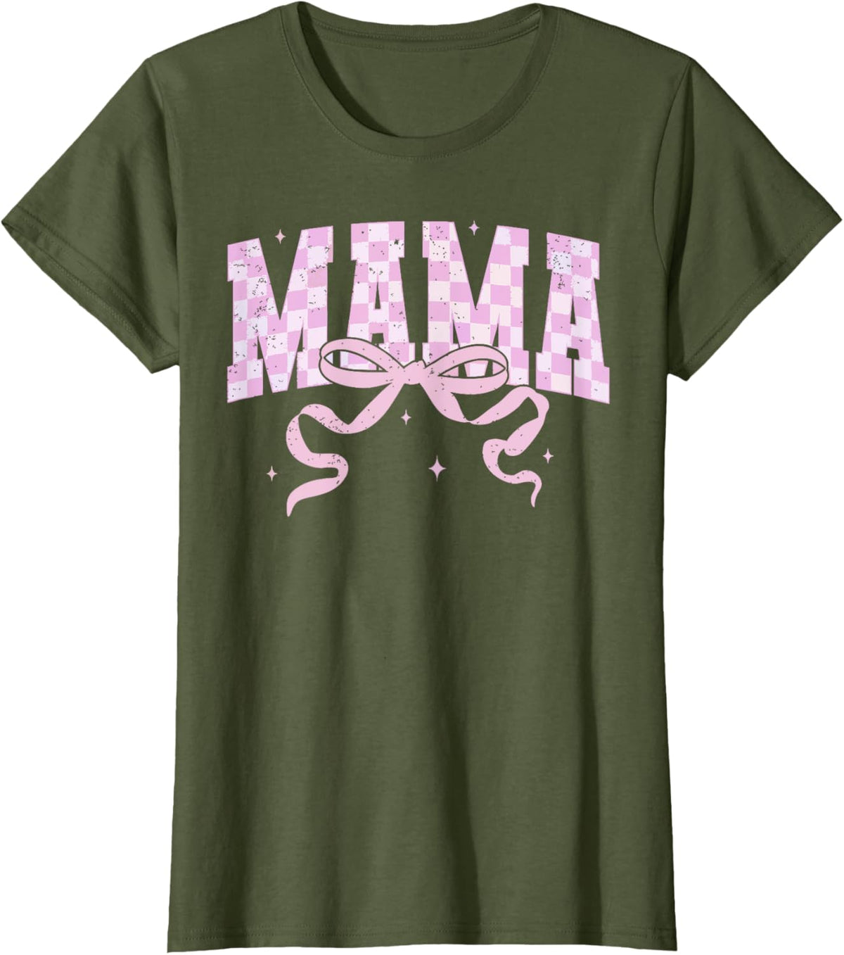 Retro Checkered Mama Coquette Mother&#39;s Day Pink Bow