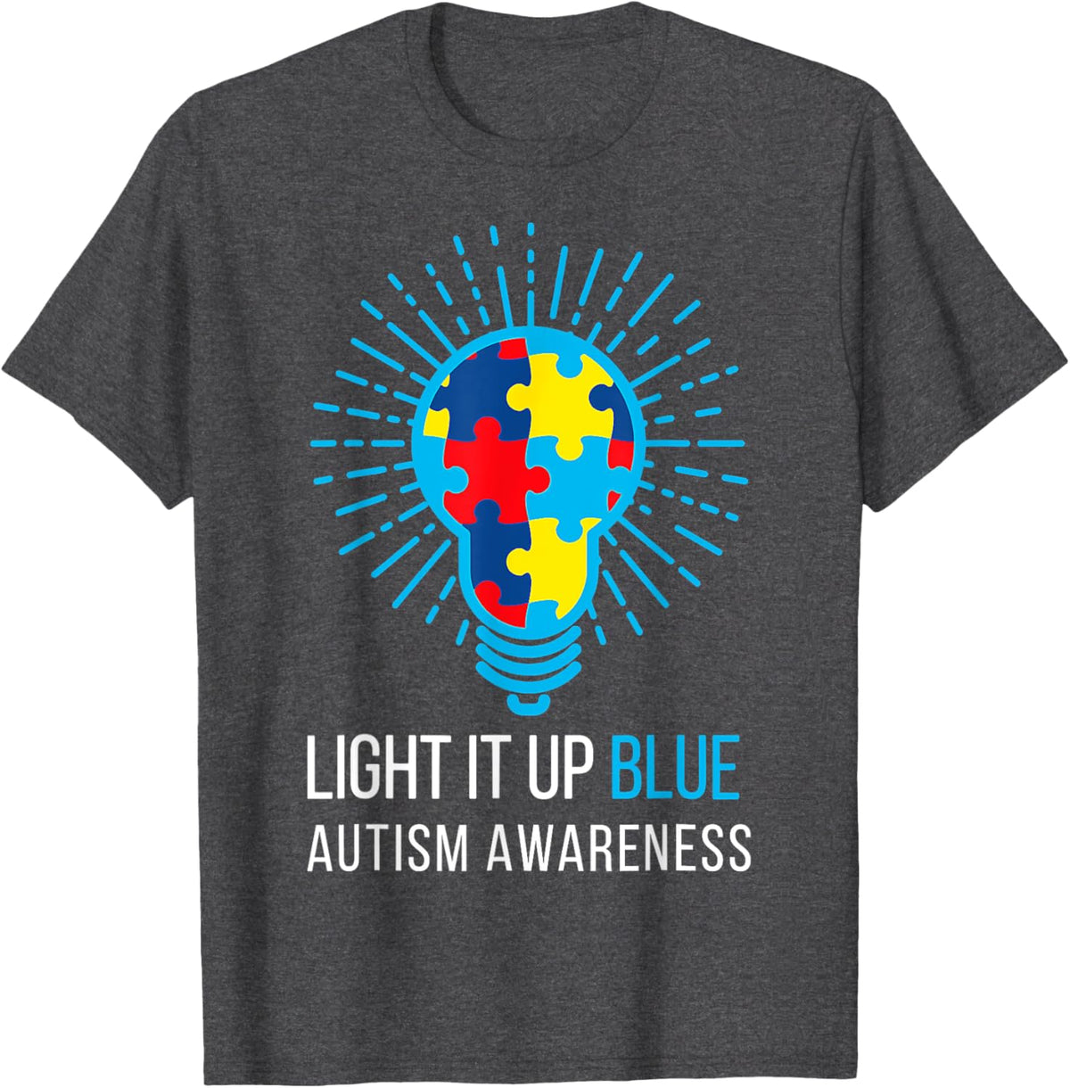 Light It Up Blue Autism Awareness Ribbon Puzzle Pieces
